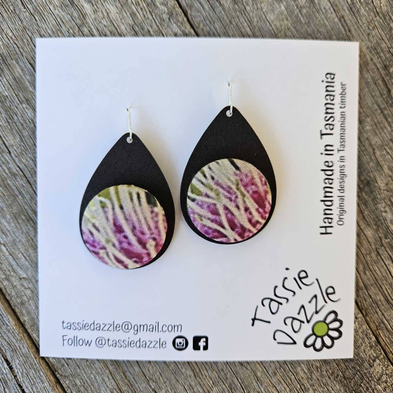 Tassie Dazzle and SQ Studio - Wooden Jewellery Earrings TassieDazzle Earring Dangles – Pincushion 