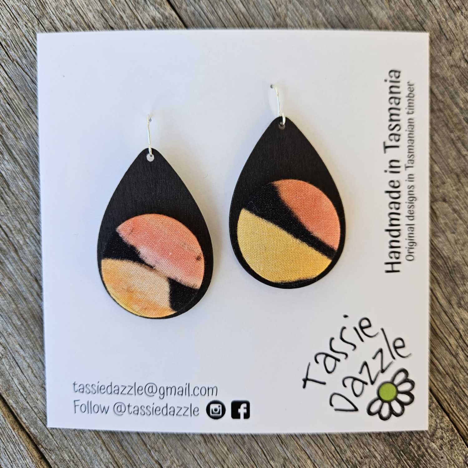 Tassie Dazzle and SQ Studio - Wooden Jewellery Earrings TassieDazzle Earring Dangles - Autumn Forager 