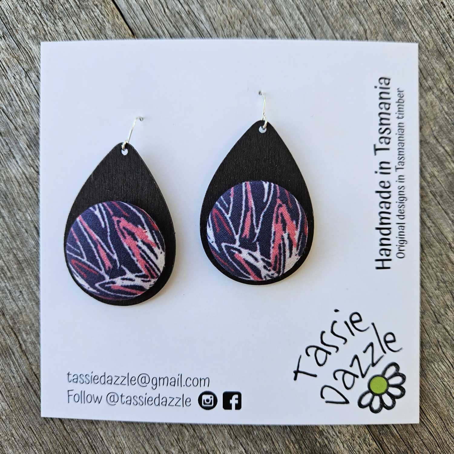 Tassie Dazzle and SQ Studio - Wooden Jewellery Earrings TassieDazzle Earring Dangles – Wildflower 