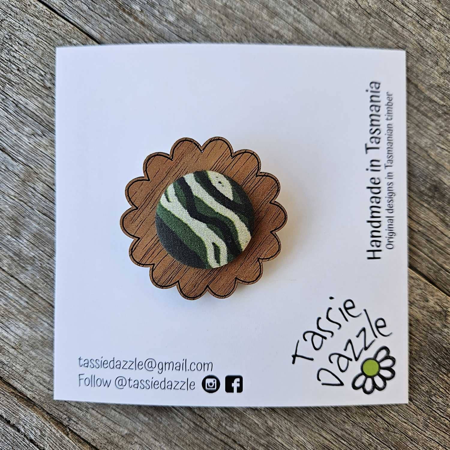 Tassie Dazzle and SQ Studio - Wooden Jewellery Earrings TassieDazzle Blackwood Brooch - Fungi 