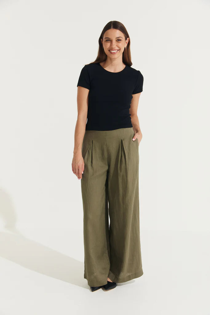 Charlotte Pleated Wide Leg Linen Pant pant Etika 