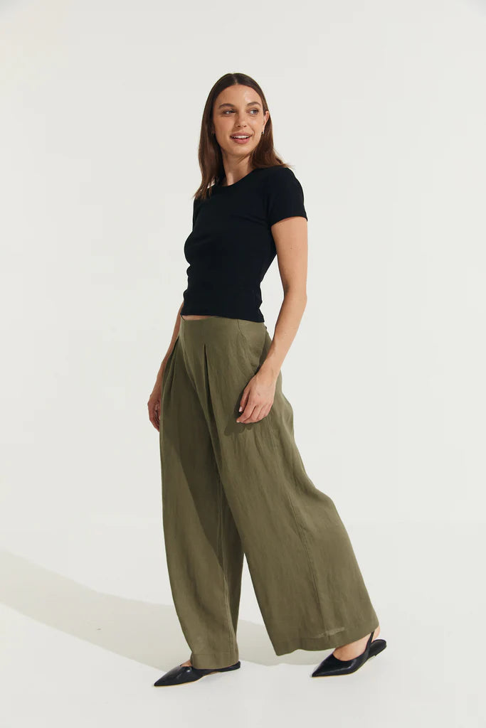 Charlotte Pleated Wide Leg Linen Pant pant Etika 