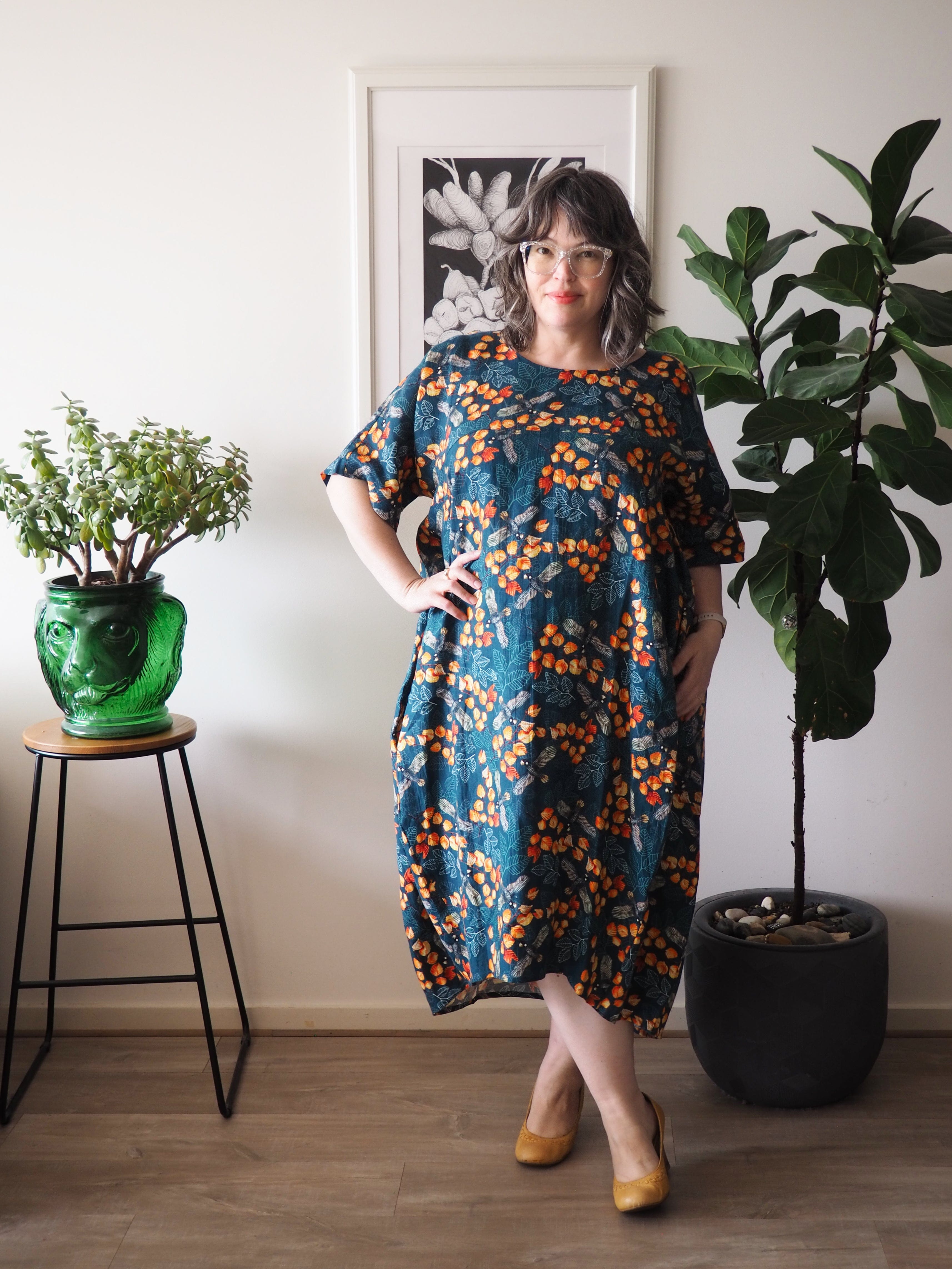 Organic Linen Cocoon Dress - Turning Fagus Dress The Spotted Quoll 