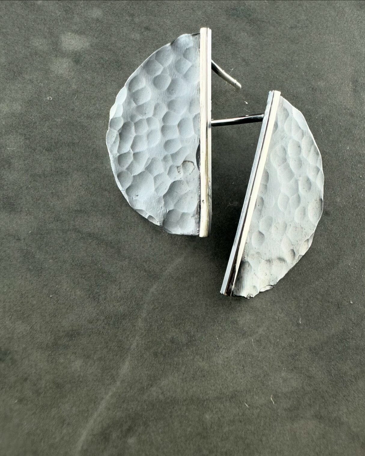 Oxidized & Silver Studs by Jillian Jak Earrings Jillian Jak Hammered Moon 