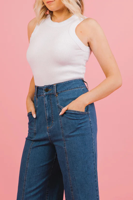 High Waisted Denim Pants - Frock Me Out Pants Frock Me Out 