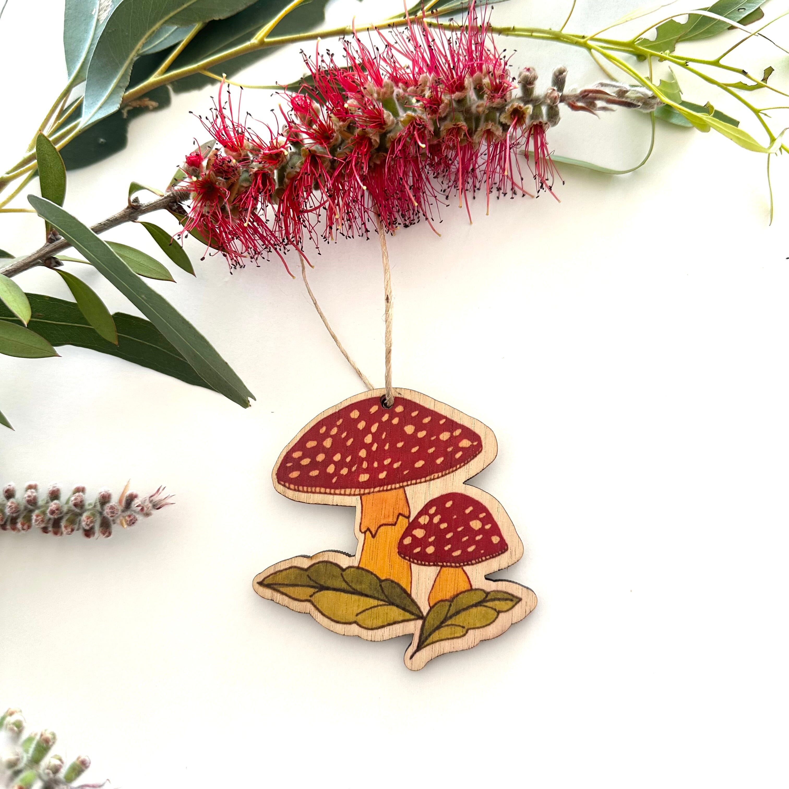 Christmas Decorations - Printed Tasmanian Oak homewares The Spotted Quoll Fungi 