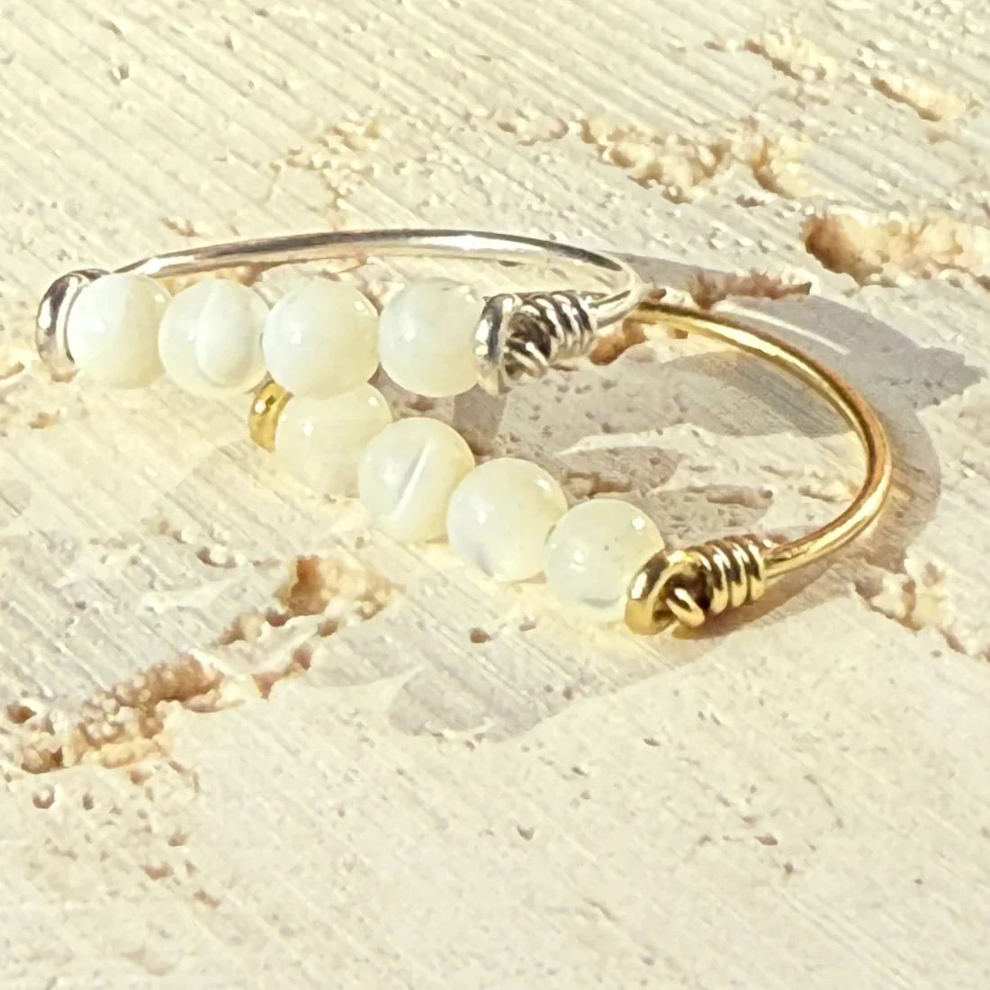Lisa Carney - Precious Gemstone Rings Jewellery Lisa Carney Designs Brass - Mother of Pearl 