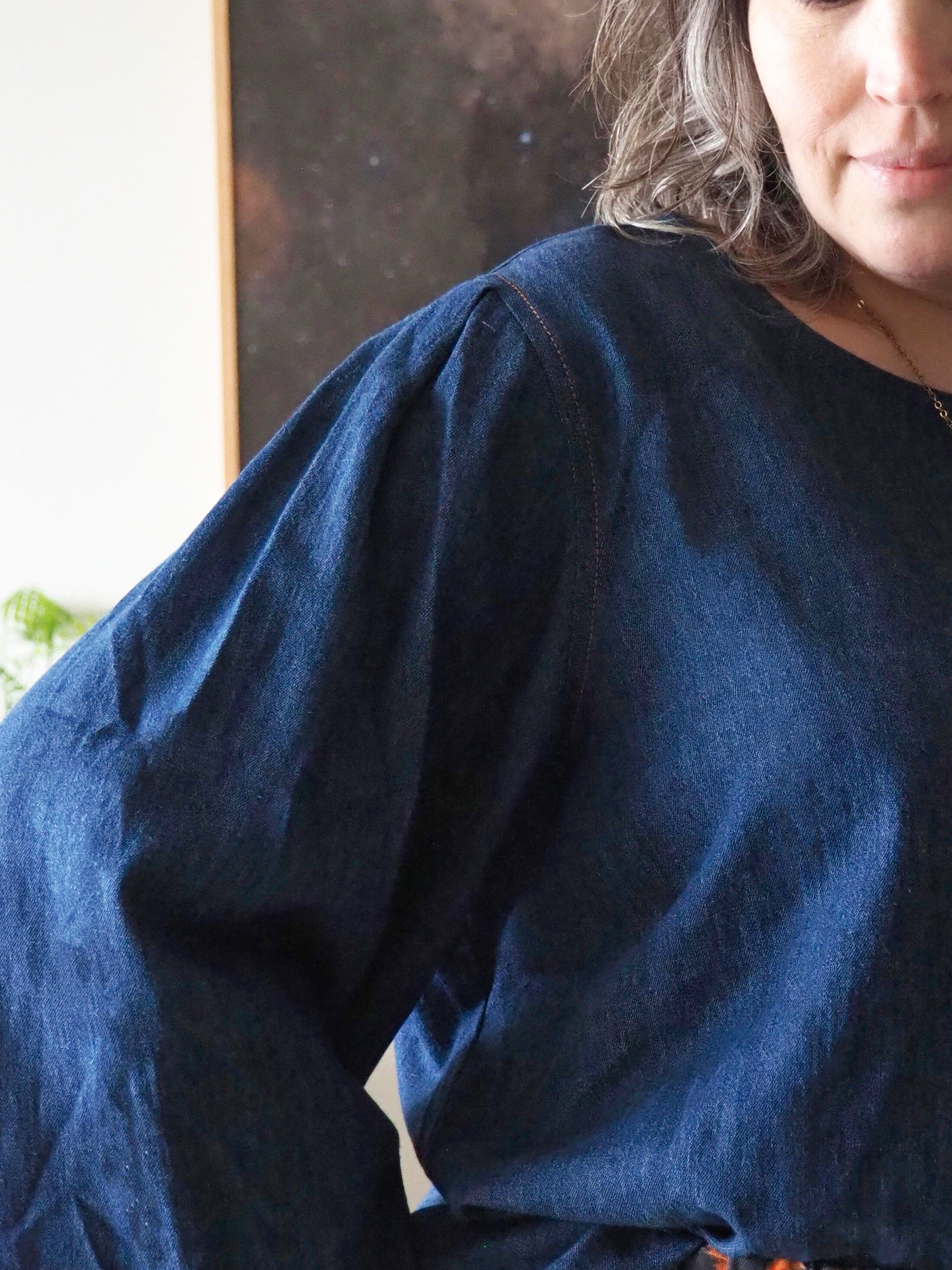 Bell Buoy Pleat Blouse - Organic Denim top The Spotted Quoll 