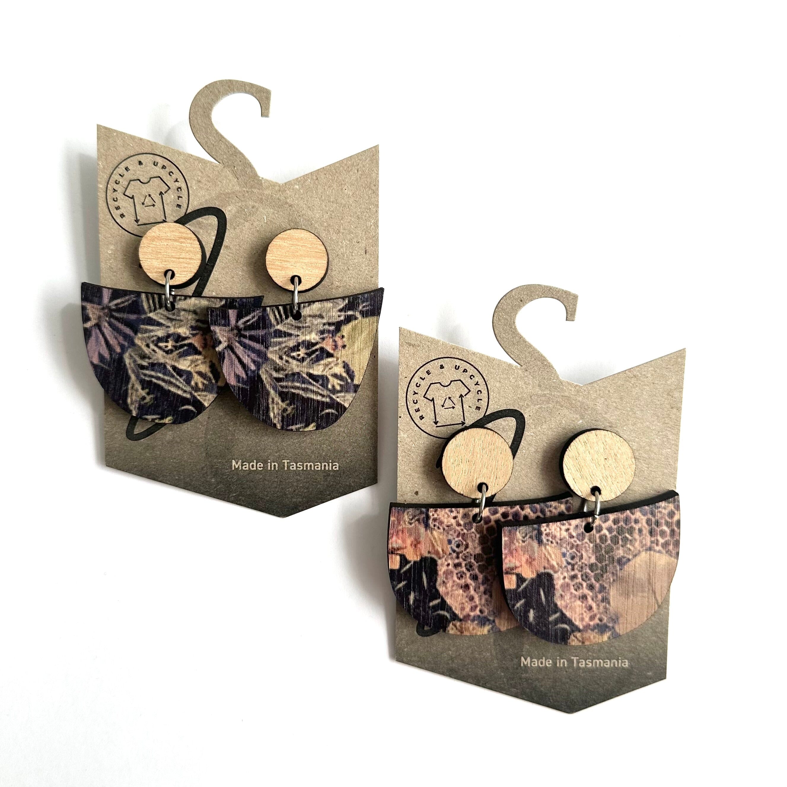 Large Earrings - Zero Waste Australian Timber Earrings The Spotted Quoll Paddle No Bee No Me 