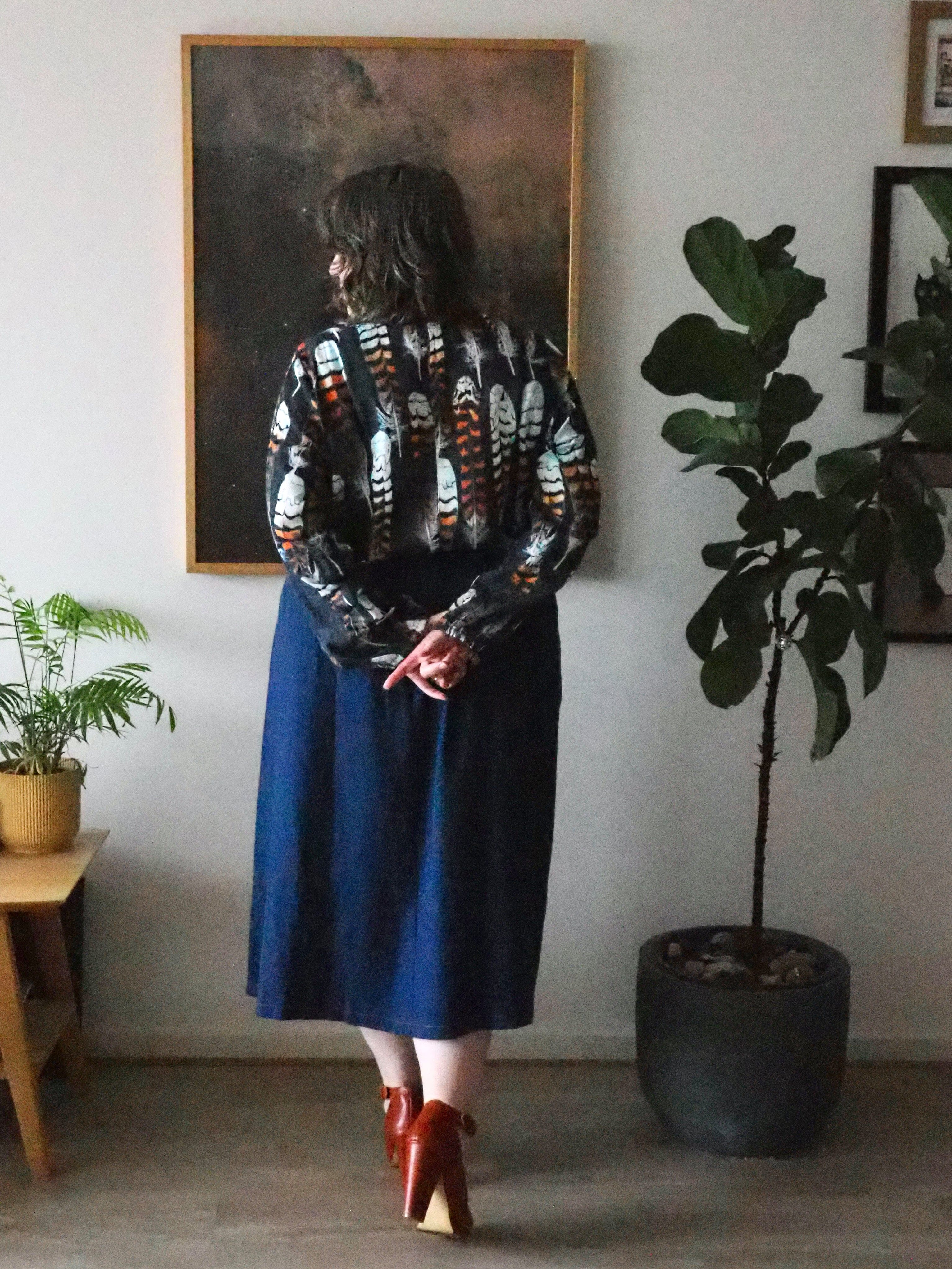 Sapphire A-Line Skirt - Organic Denim Skirt The Spotted Quoll 