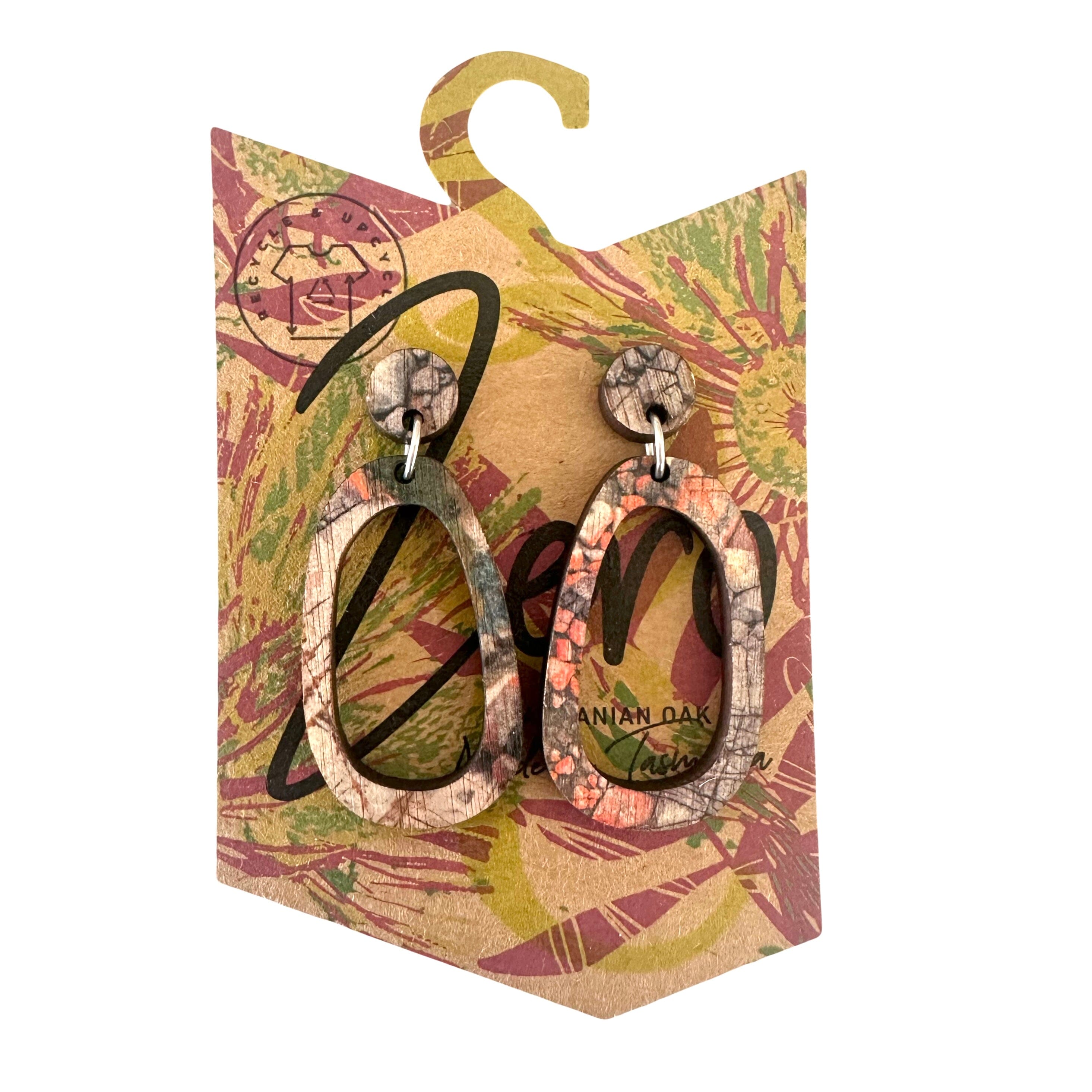 Medium Earrings - Zero Waste Australian Timber Earrings The Spotted Quoll Odd Bunch Aerial Bay of Fires 