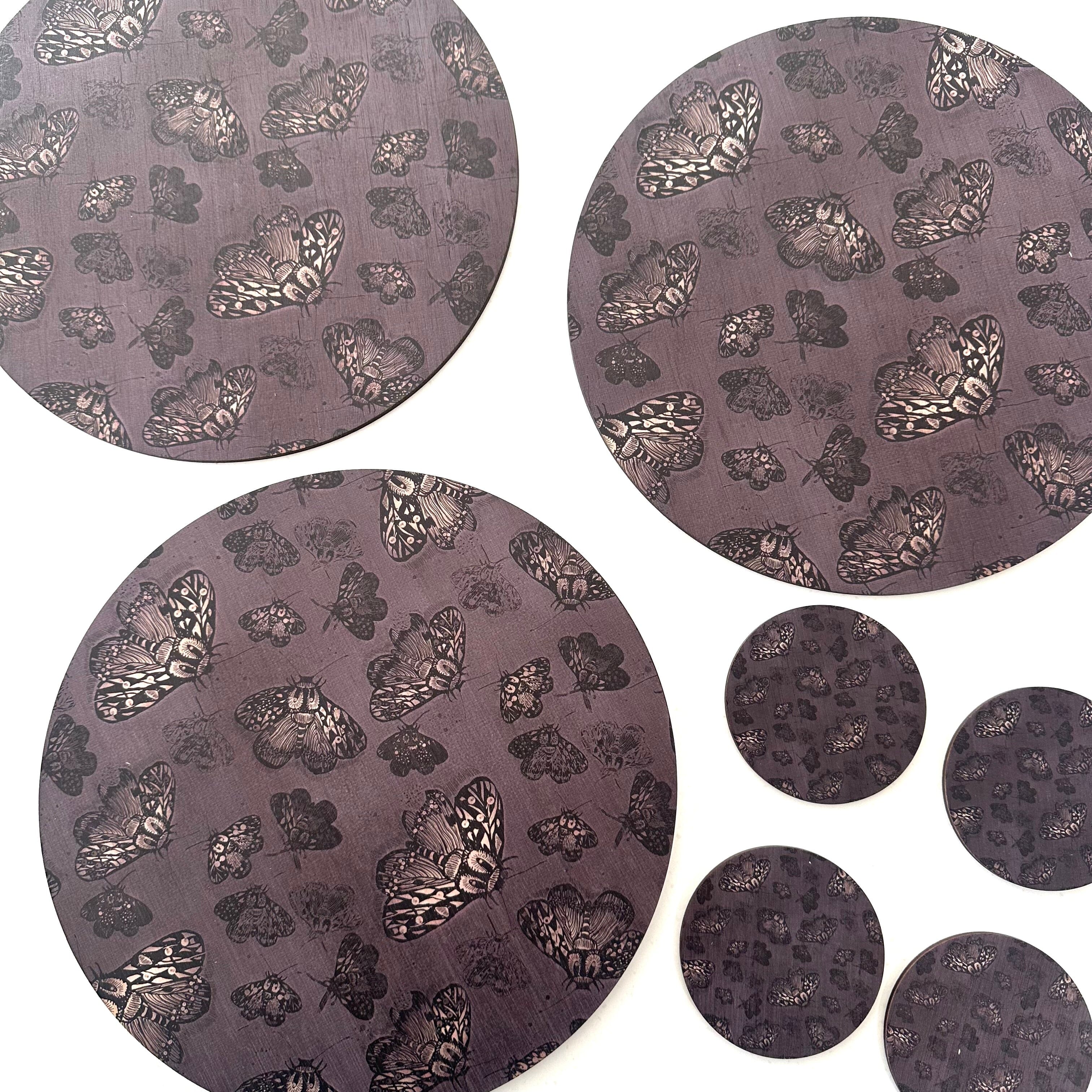 Placemat and Coaster Sets - The Spotted Quoll Studio table ware The Spotted Quoll Slate Moth 