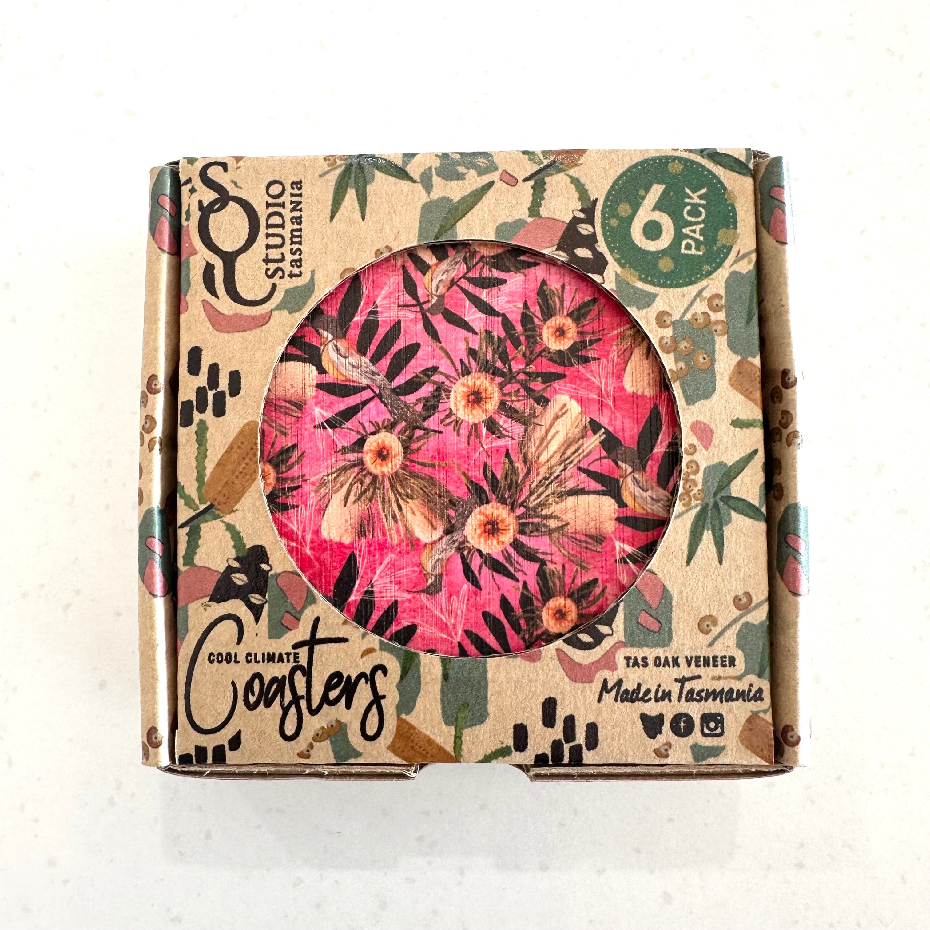 Coasters Cool Climate - Bosa Art Co coasters The Spotted Quoll Pink Summer Bouquet 
