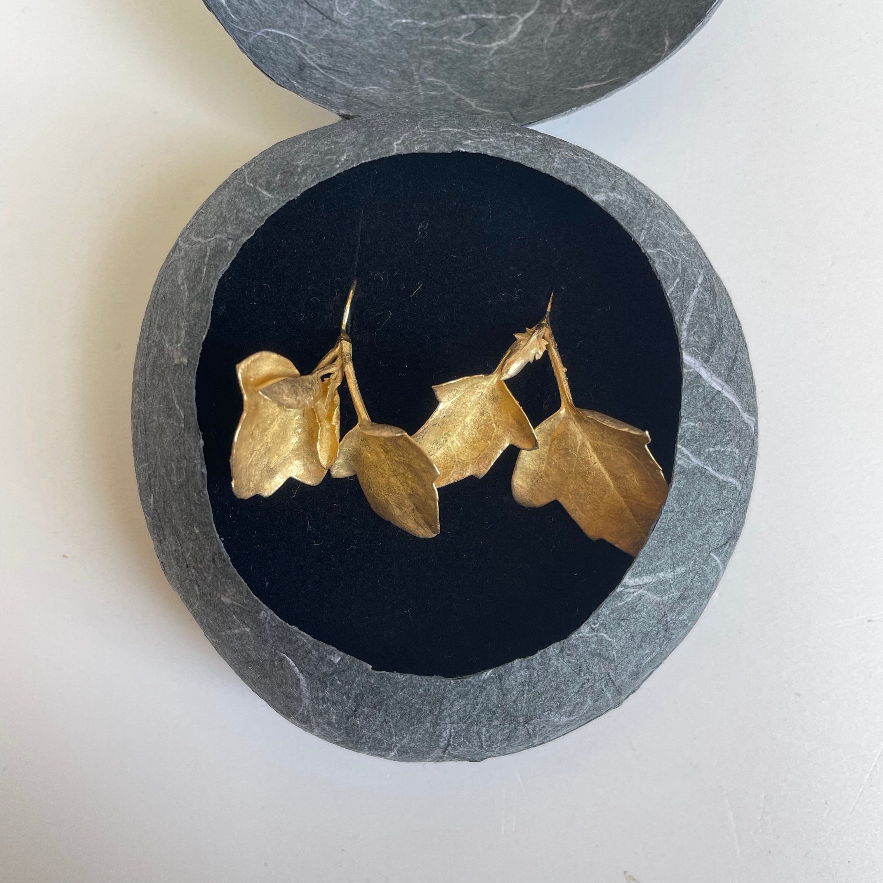 Gold Botanical Threads - Anja Jagsch Earrings Anja Jagsch Vine - Double Leaf (35mm) 