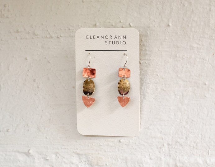 Recycled Copper & Brass Earrings - Eleanor Ann Earrings Eleanor Ann 