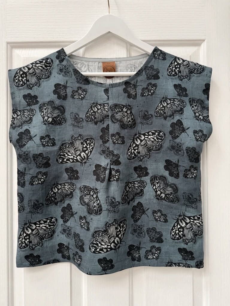 Pure Linen Mini Pleat Top - Slate Moth Shirts & Tops The Spotted Quoll 