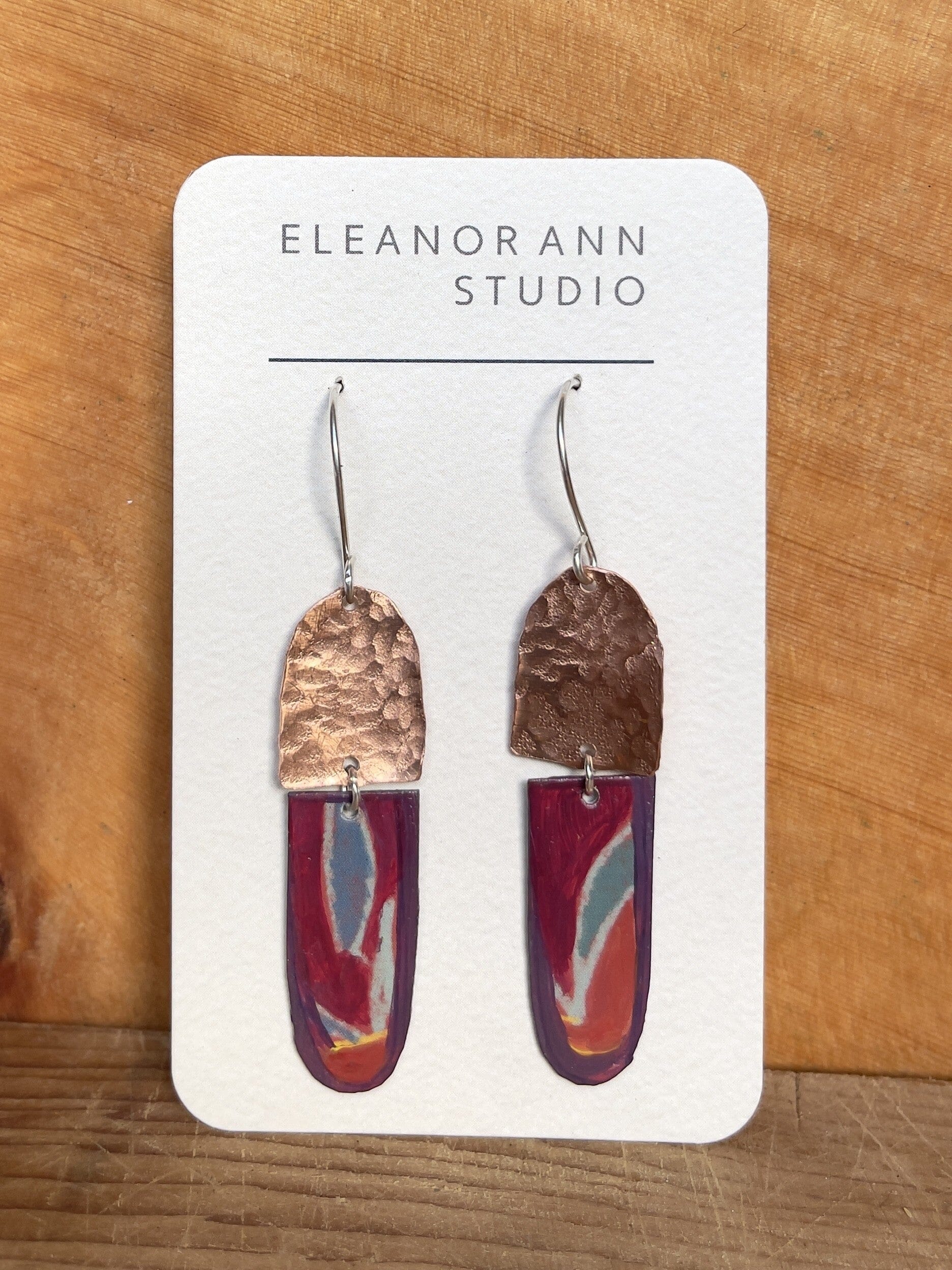 Reclaimed Copper and Hand-painted Earrings - Eleanor Ann Earrings Eleanor Ann Autumn Drop 