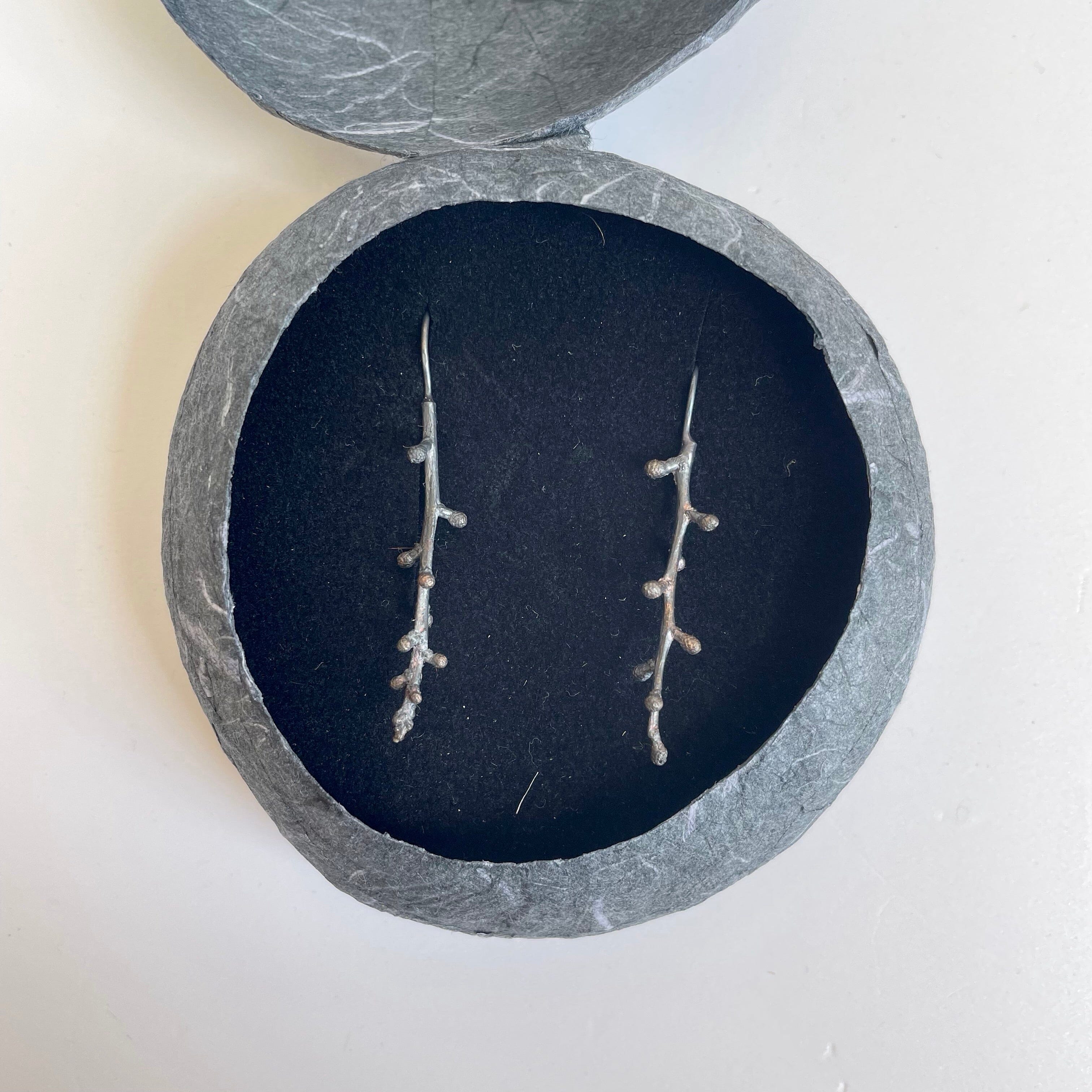 Blackened Botanical Threads - Anja Jagsch Earrings Anja Jagsch Acacia Flower Buds (45mm) 