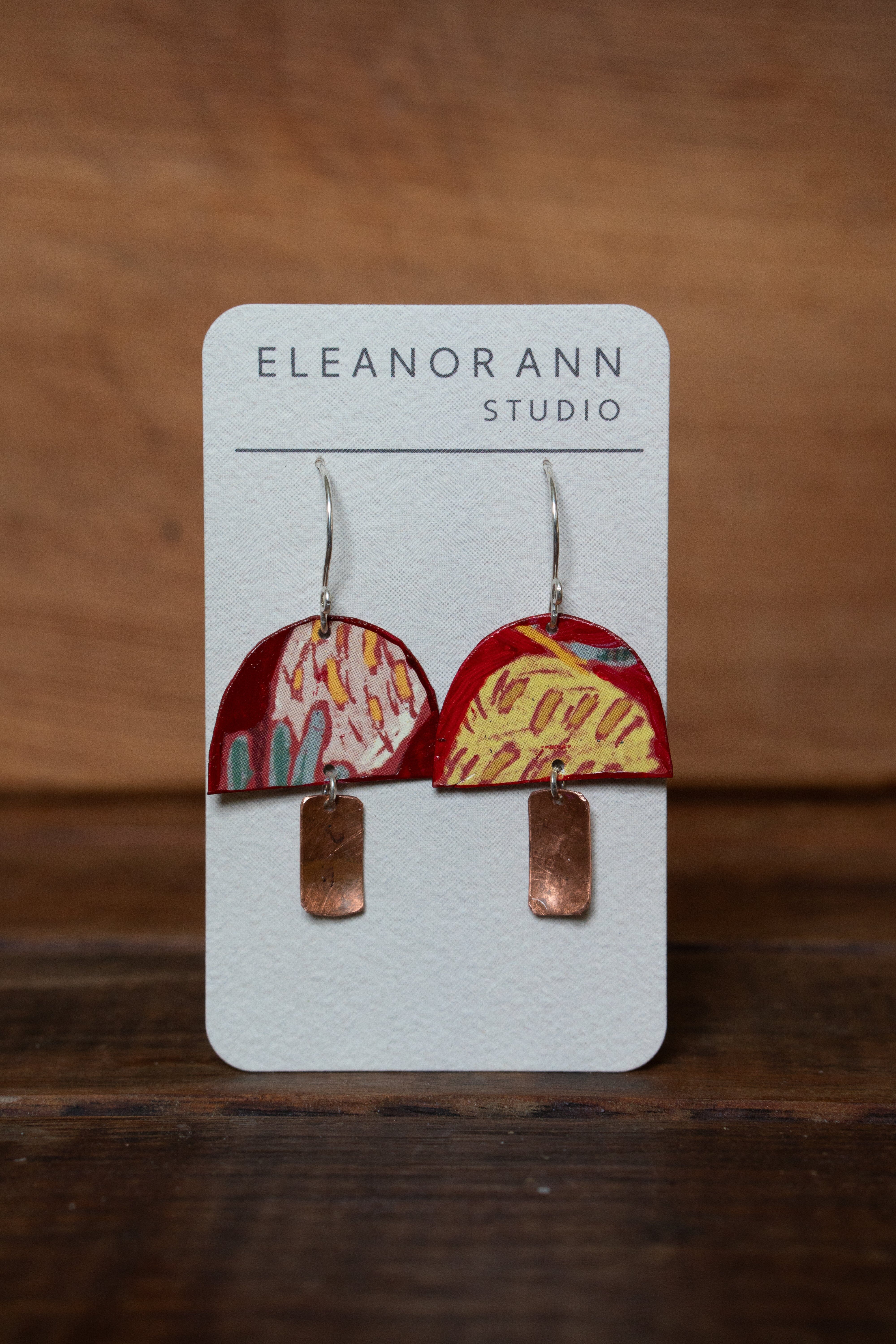 Reclaimed Copper and Hand-painted Earrings - Eleanor Ann Earrings Eleanor Ann Banksia 