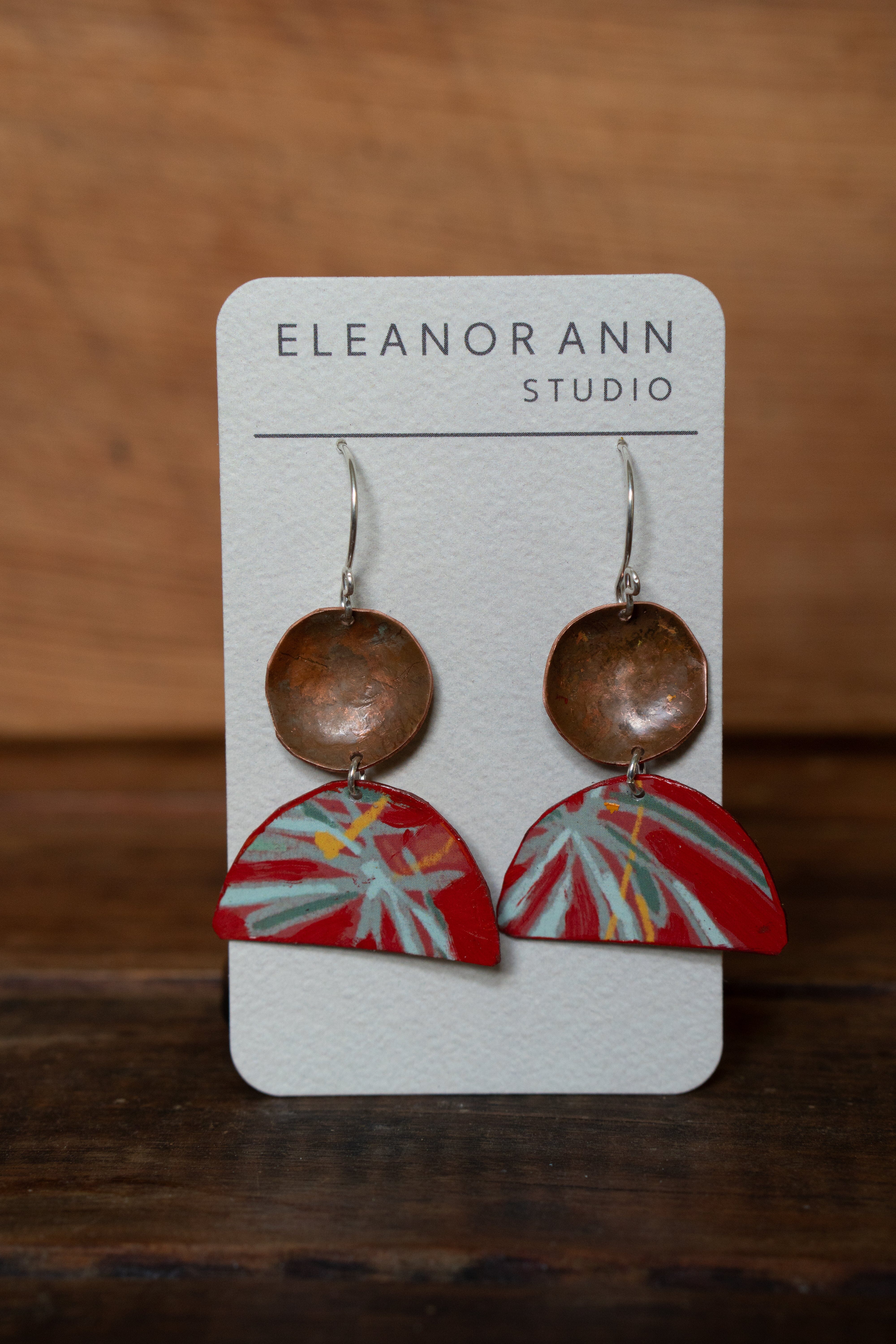 Reclaimed Copper and Hand-painted Earrings - Eleanor Ann Earrings Eleanor Ann Banksia II 