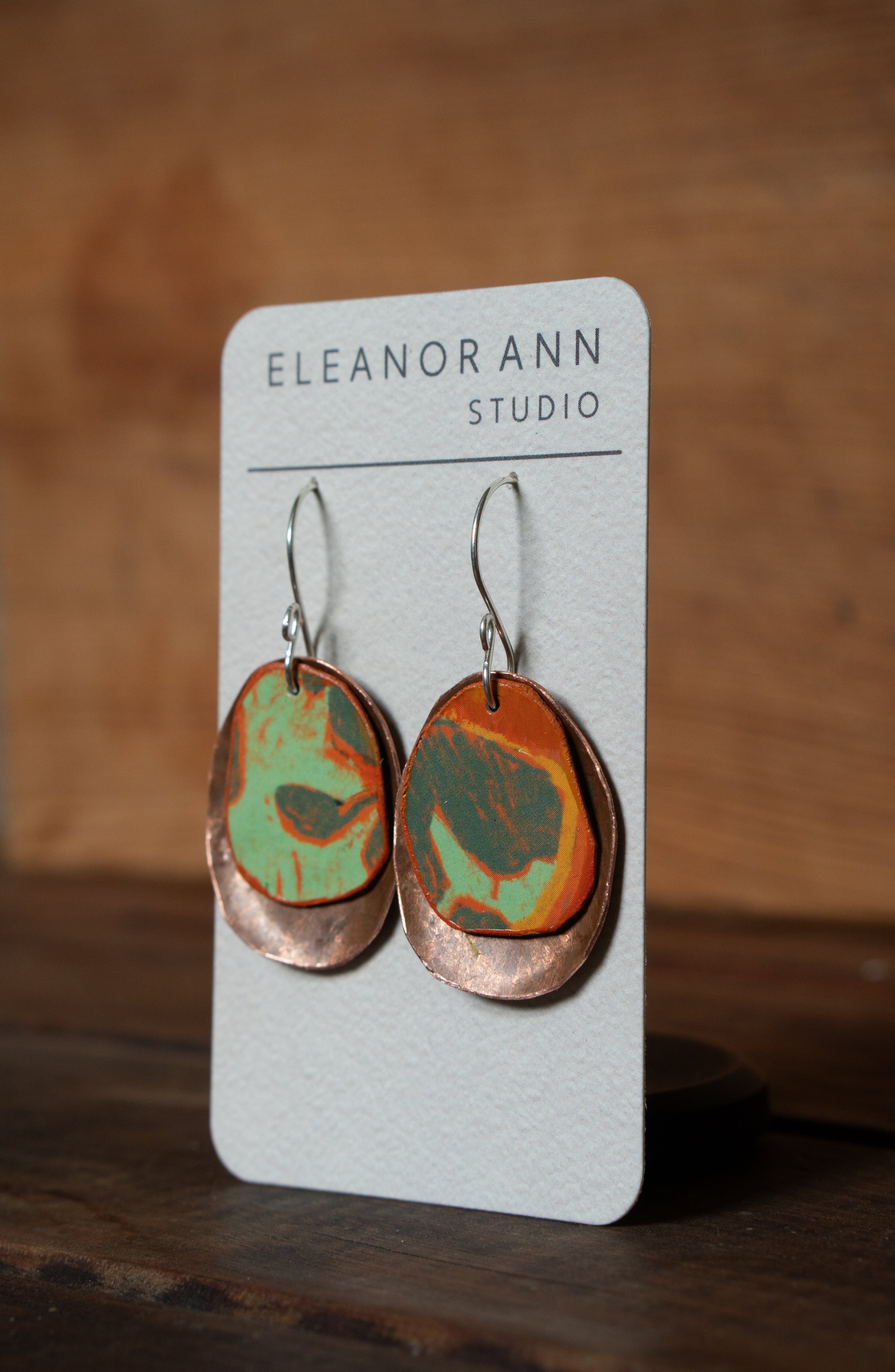 Reclaimed Copper and Hand-painted Earrings - Eleanor Ann Earrings Eleanor Ann Bay of Fires 