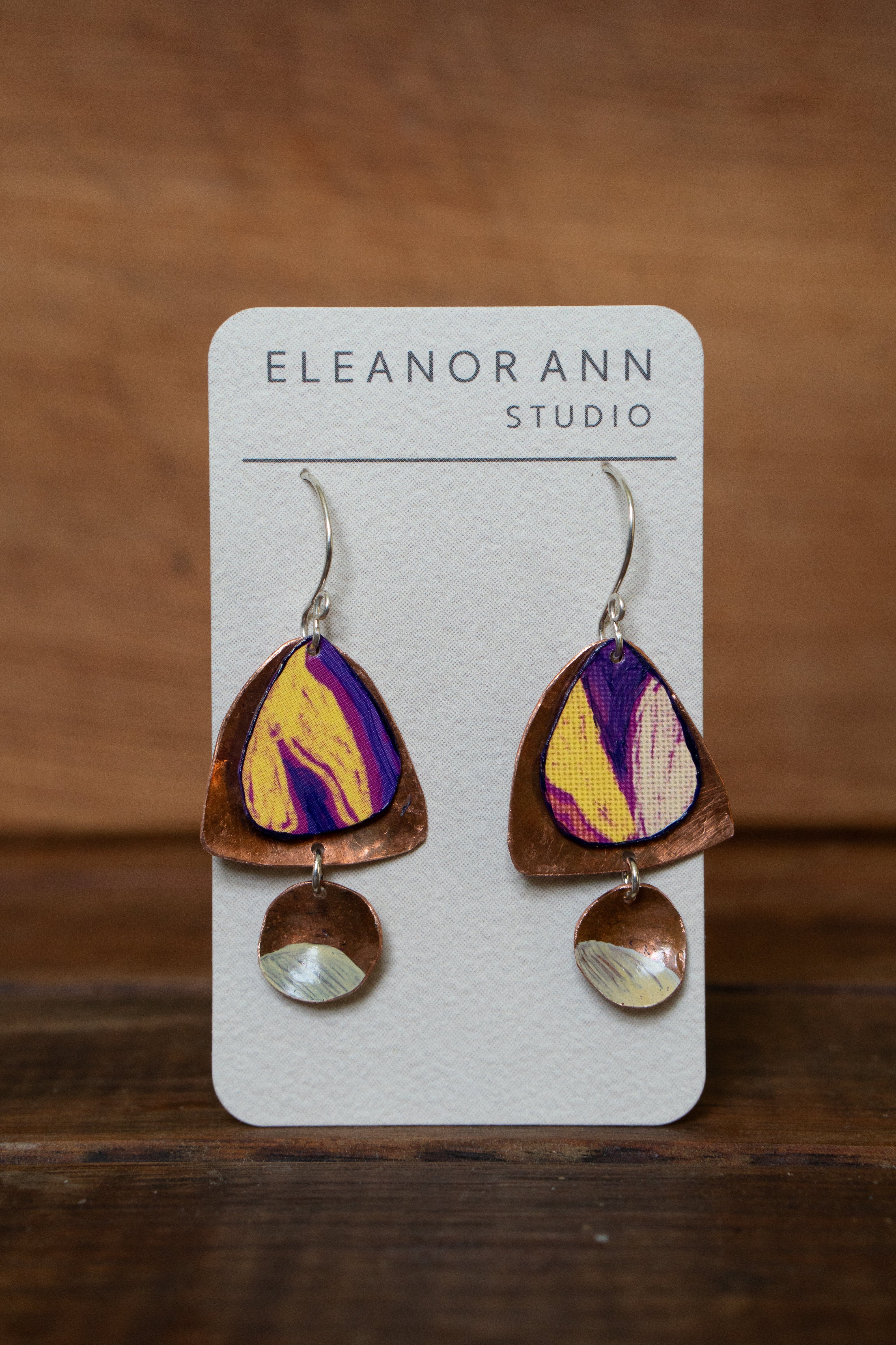 Reclaimed Copper and Hand-painted Earrings - Eleanor Ann Earrings Eleanor Ann Blooms 