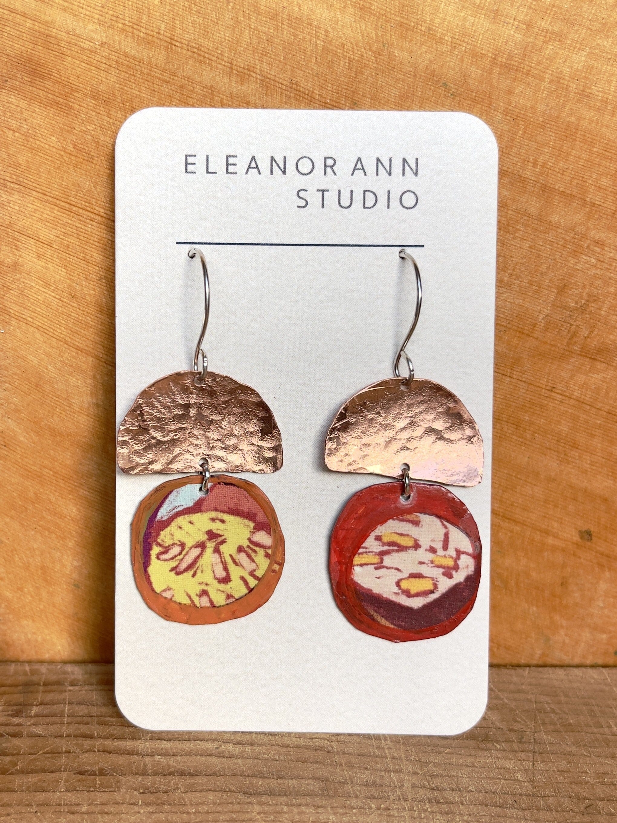 Reclaimed Copper and Hand-painted Earrings - Eleanor Ann Earrings Eleanor Ann Bottlebrush 