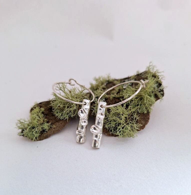 Forest Lichen Silver Earrings - Hulley Jewellery Earrings Hulley Jewellery Silver Forest Lichen Hoop 