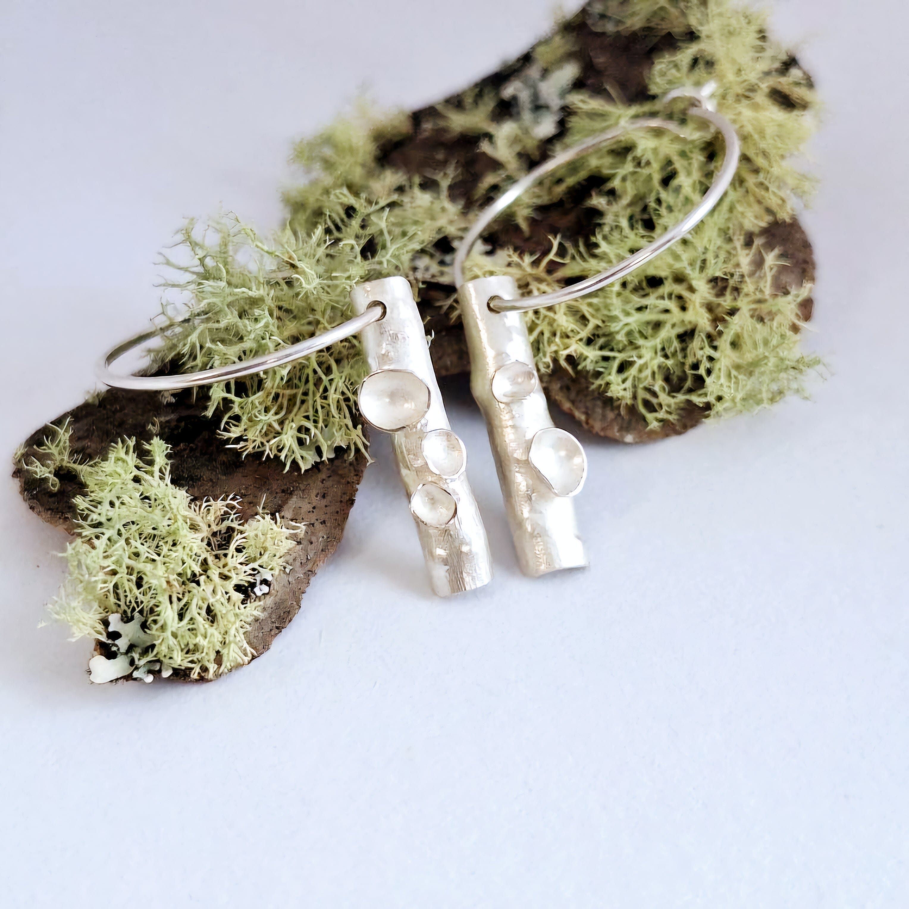 Forest Lichen Silver Earrings - Hulley Jewellery Earrings Hulley Jewellery Silver Forest Lichen Hoop 