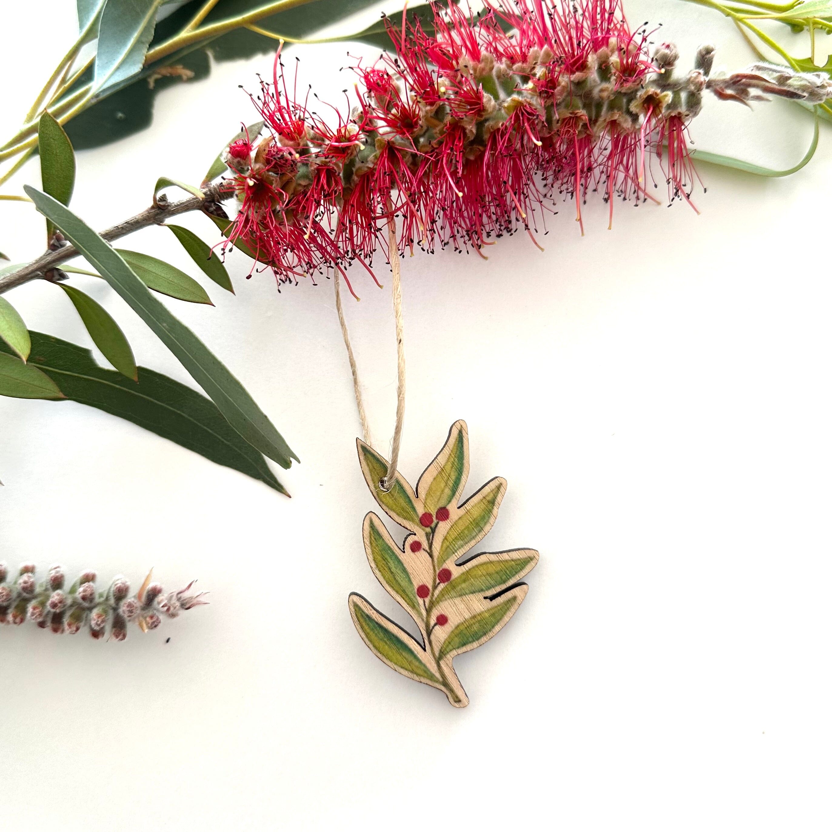 Christmas Decorations - Printed Tasmanian Oak homewares The Spotted Quoll Pepperberry 