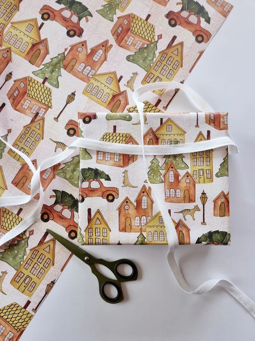 Wrapping Paper- Bosa Art Co Gift Tags & Labels Bosa Art Co Christmas Town 