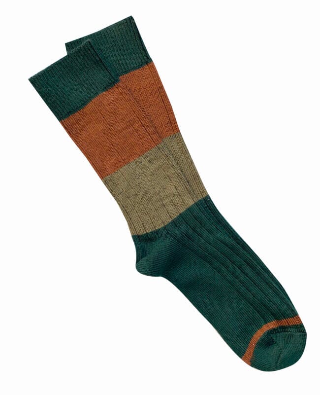 'Chunky Rib' Merino Socks - Tightology socks Tightology Green & Paprika 