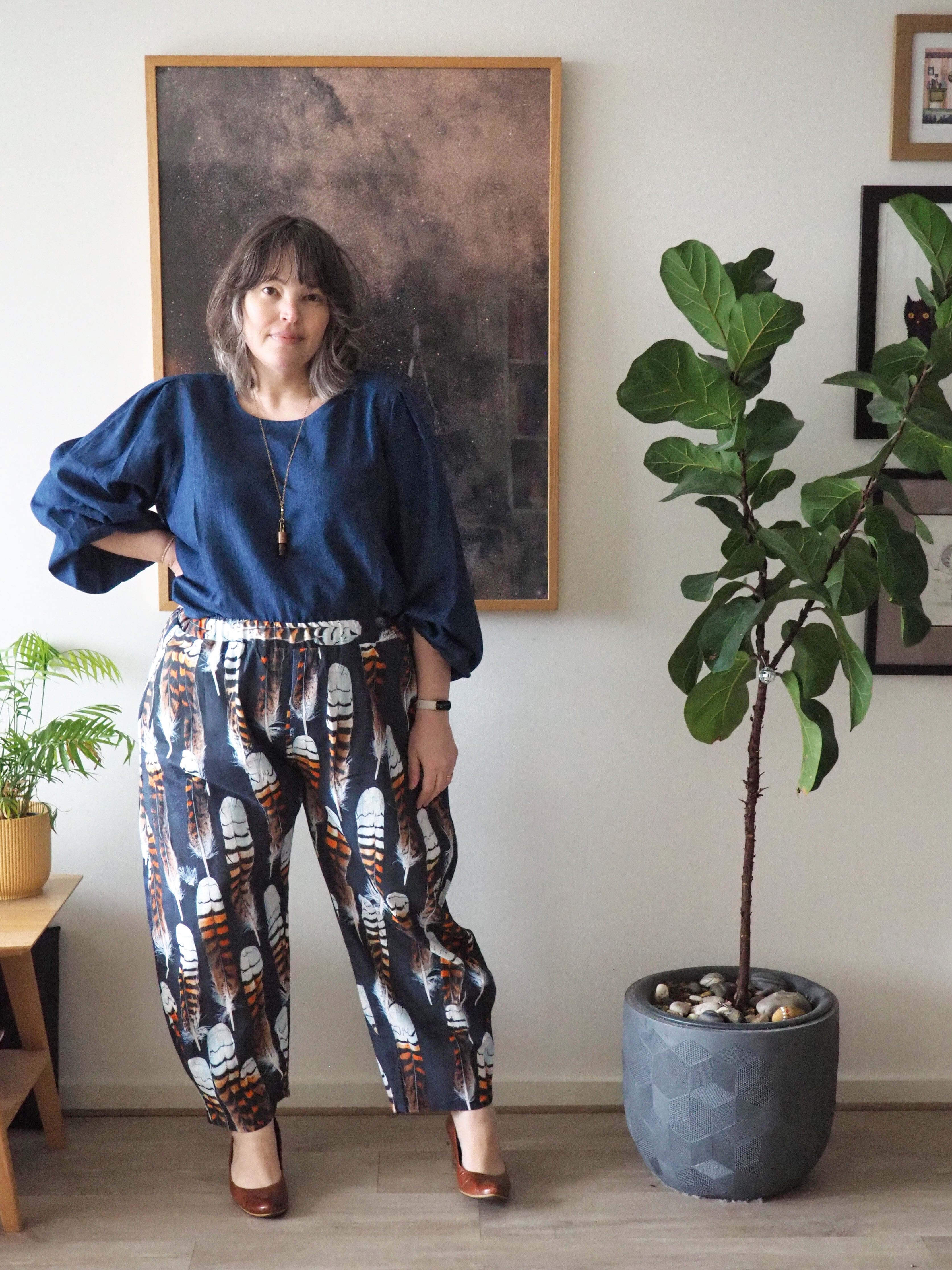 Boss Pant Linen/Hemp - Kookaburra Feather Pants The Spotted Quoll 