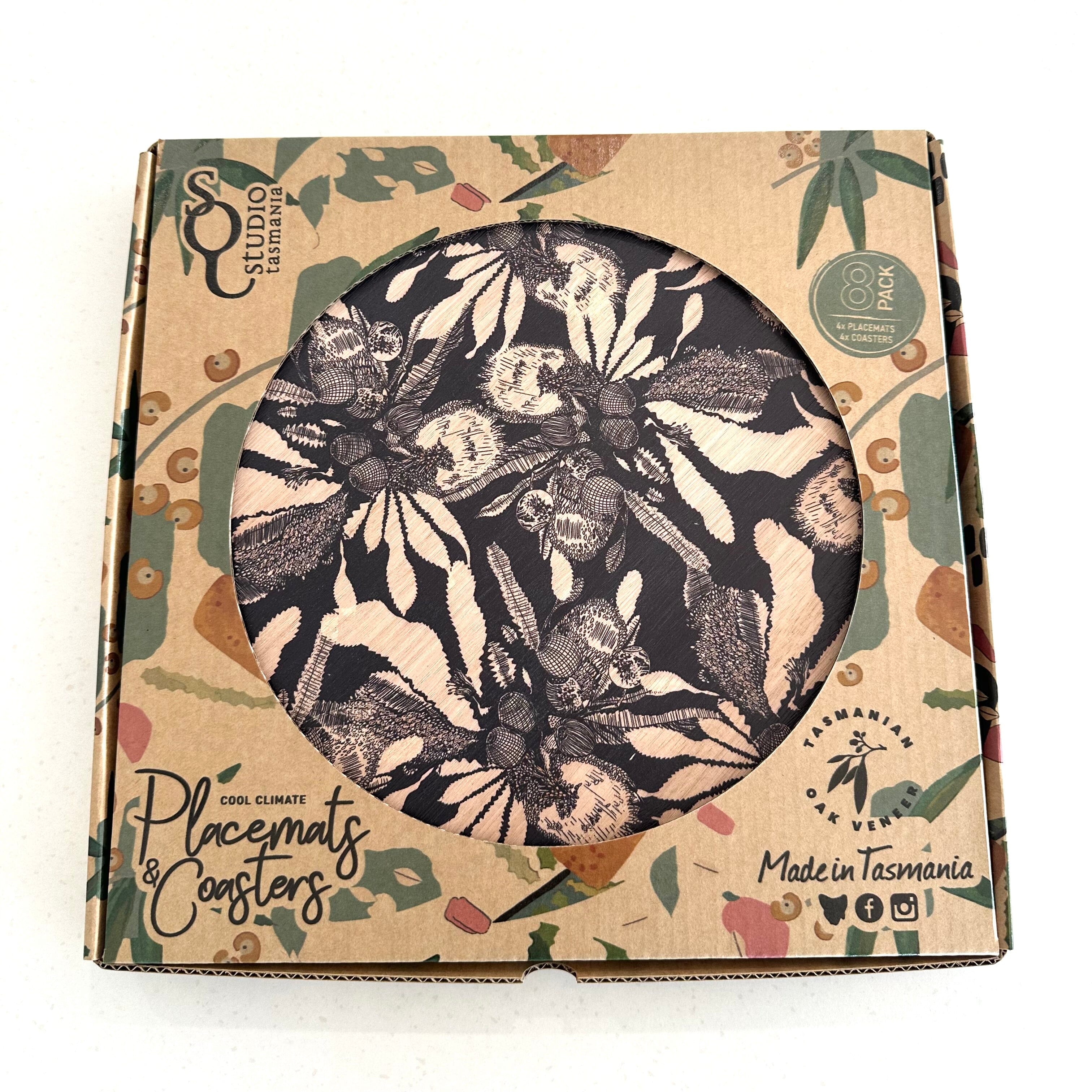 Placemat and Coaster Sets - The Spotted Quoll Studio table ware The Spotted Quoll Sawtooth Banksia 