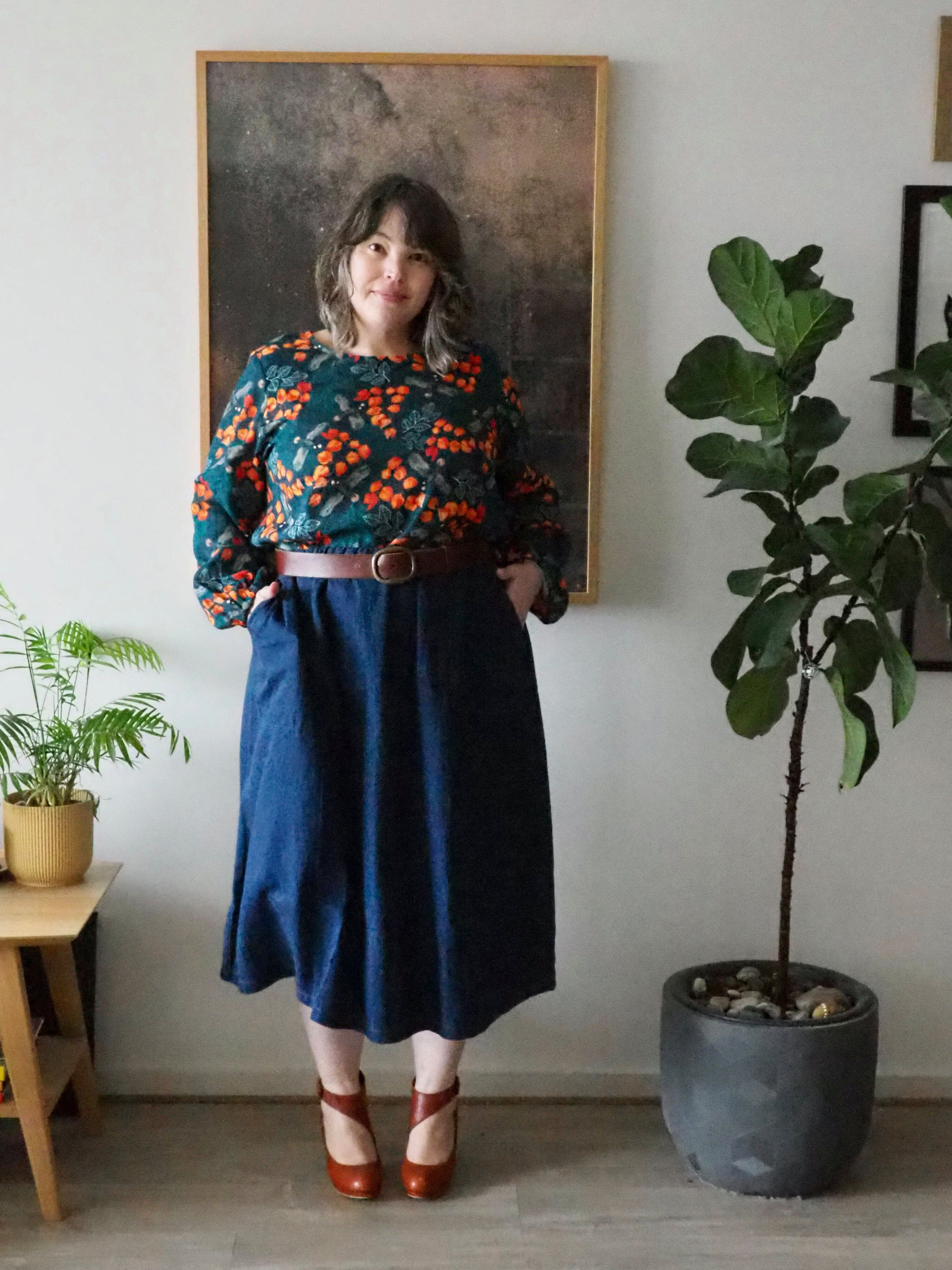 Sapphire A-Line Skirt - Organic Denim Skirt The Spotted Quoll 