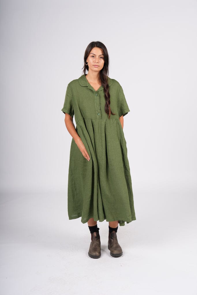 Montaigne Vianne Linen Dress Dress Etika Forest I (S/M) 