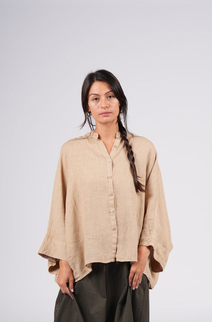 Montaigne Linen Button Shirt Pleat Top Etika 