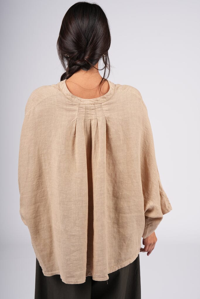 Montaigne Linen Button Shirt Pleat Top Etika 