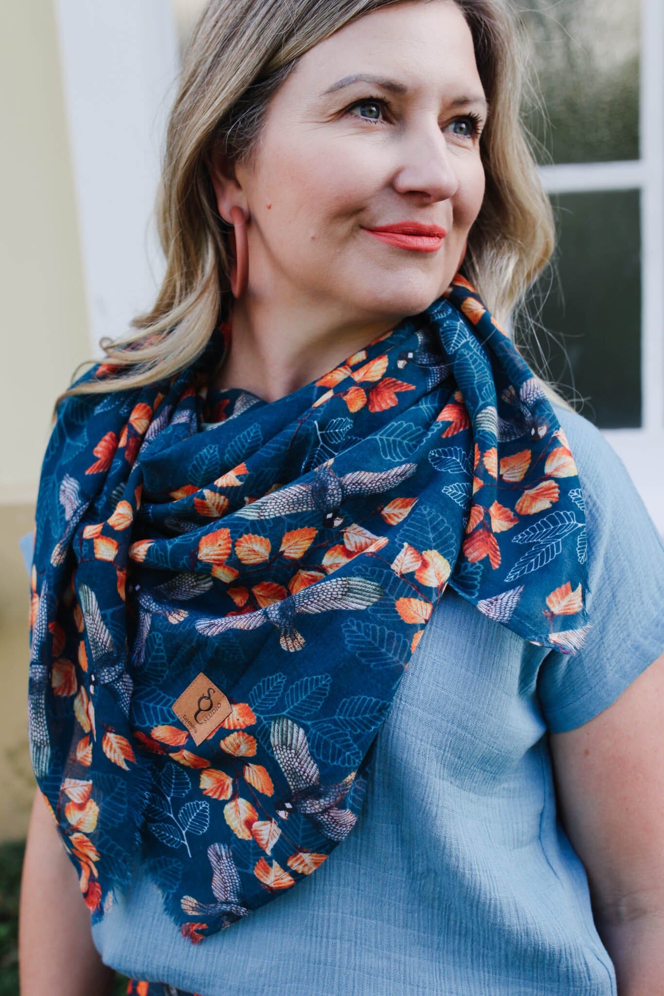 Organic Cotton Square Scarf - Turning Fagus Scarf The Spotted Quoll 