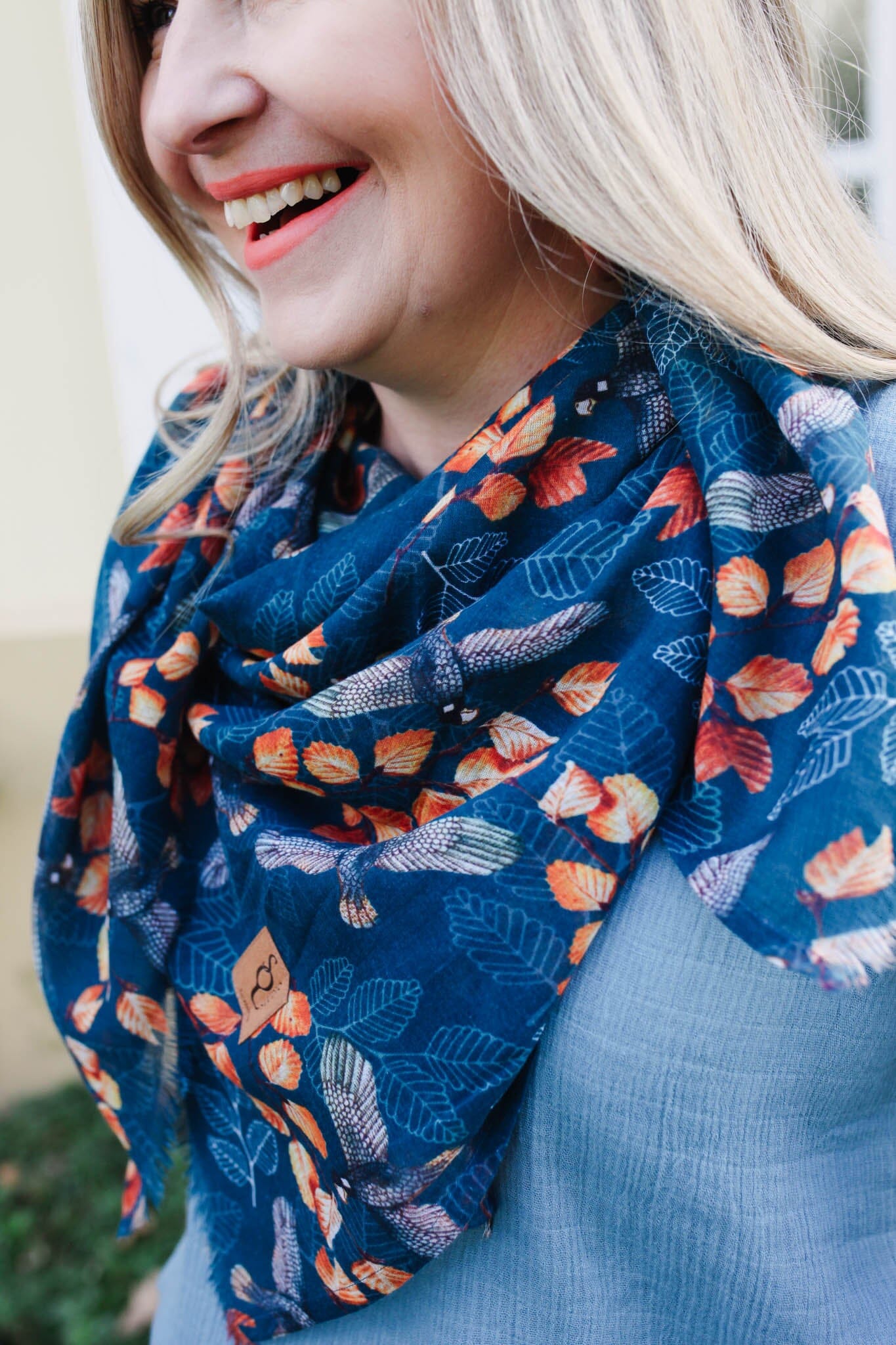 Organic Cotton Square Scarf - Turning Fagus Scarf The Spotted Quoll 