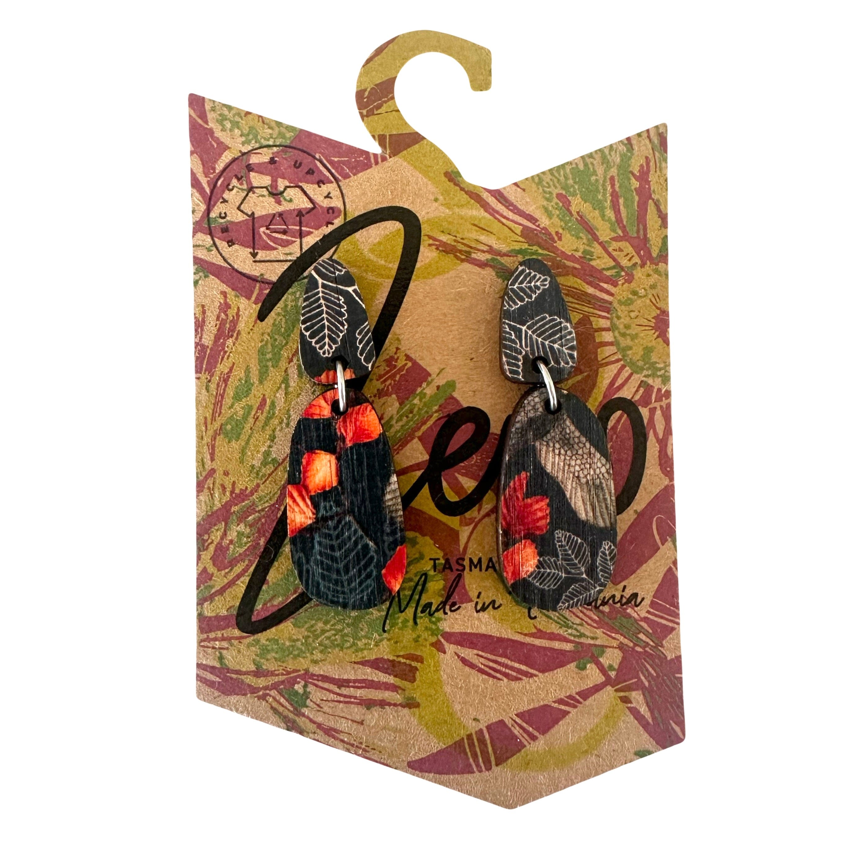 Small Earrings - Zero Waste Australian Timber Earrings The Spotted Quoll Solid Drop Turning Fagus 