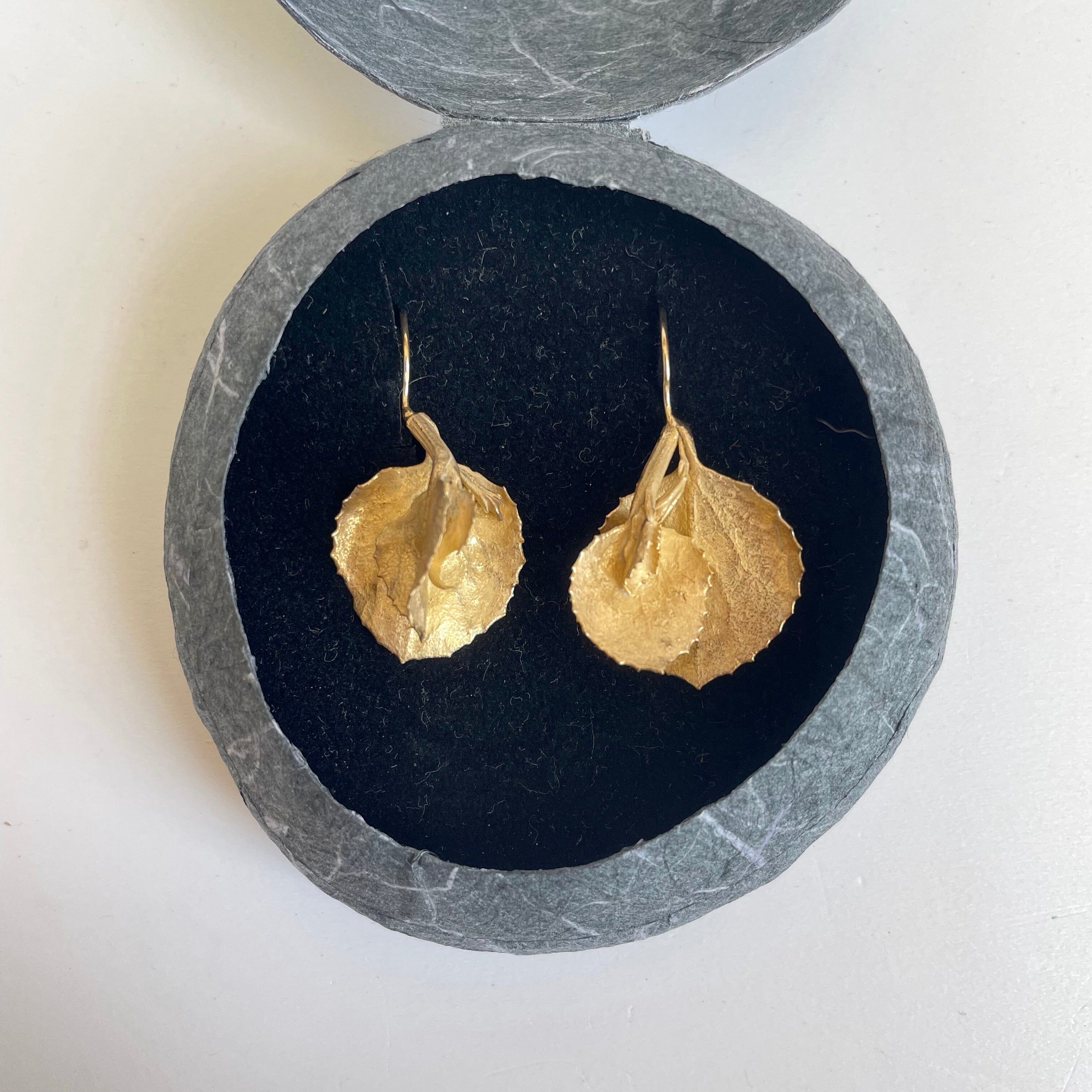 Gold Botanical Threads - Anja Jagsch Earrings Anja Jagsch Fan Flower Bush Leaf (35mm) 
