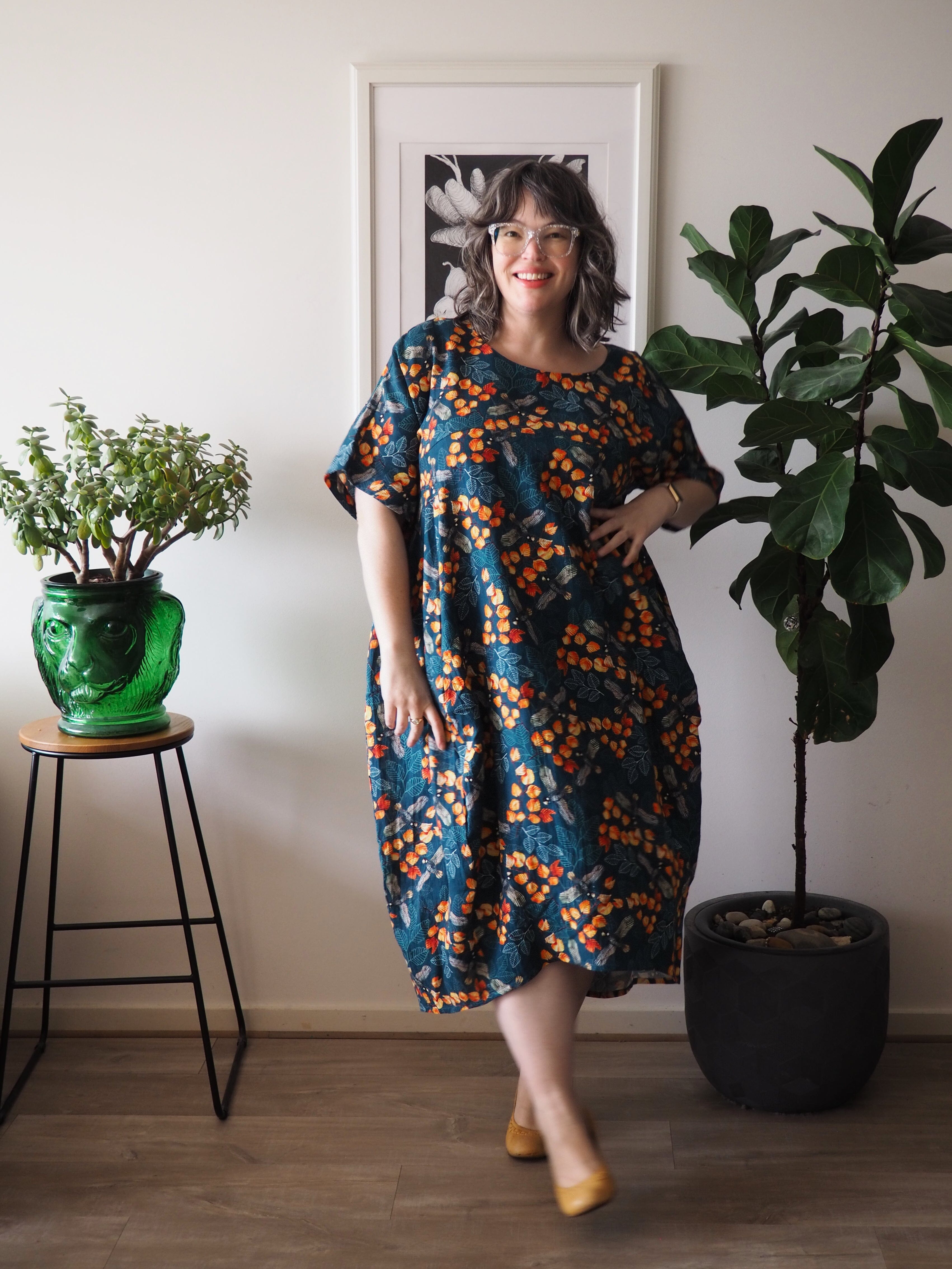 Organic Linen Cocoon Dress - Turning Fagus Dress The Spotted Quoll 