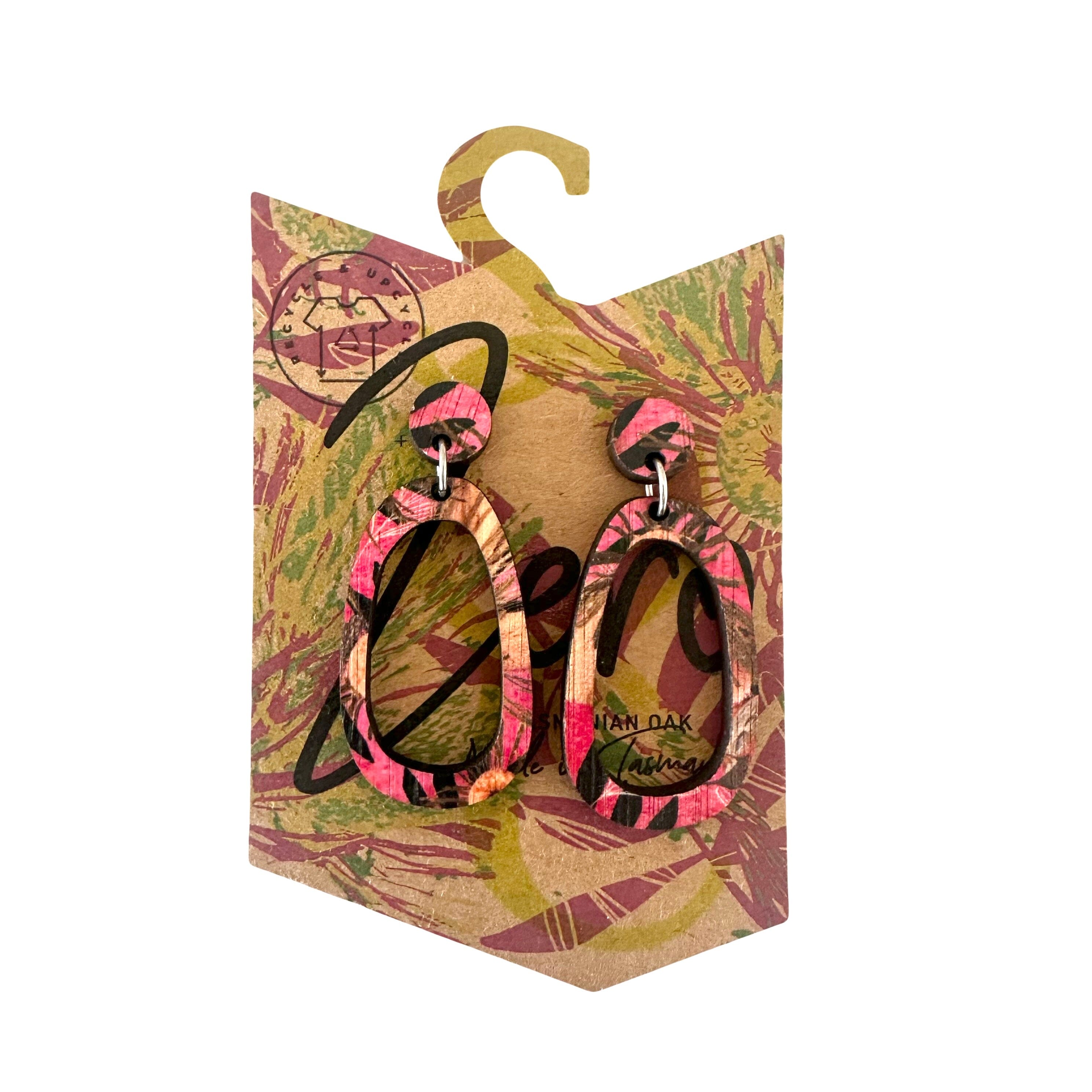 Medium Earrings - Zero Waste Australian Timber Earrings The Spotted Quoll Odd Bunch Pink Summer Bouquet 