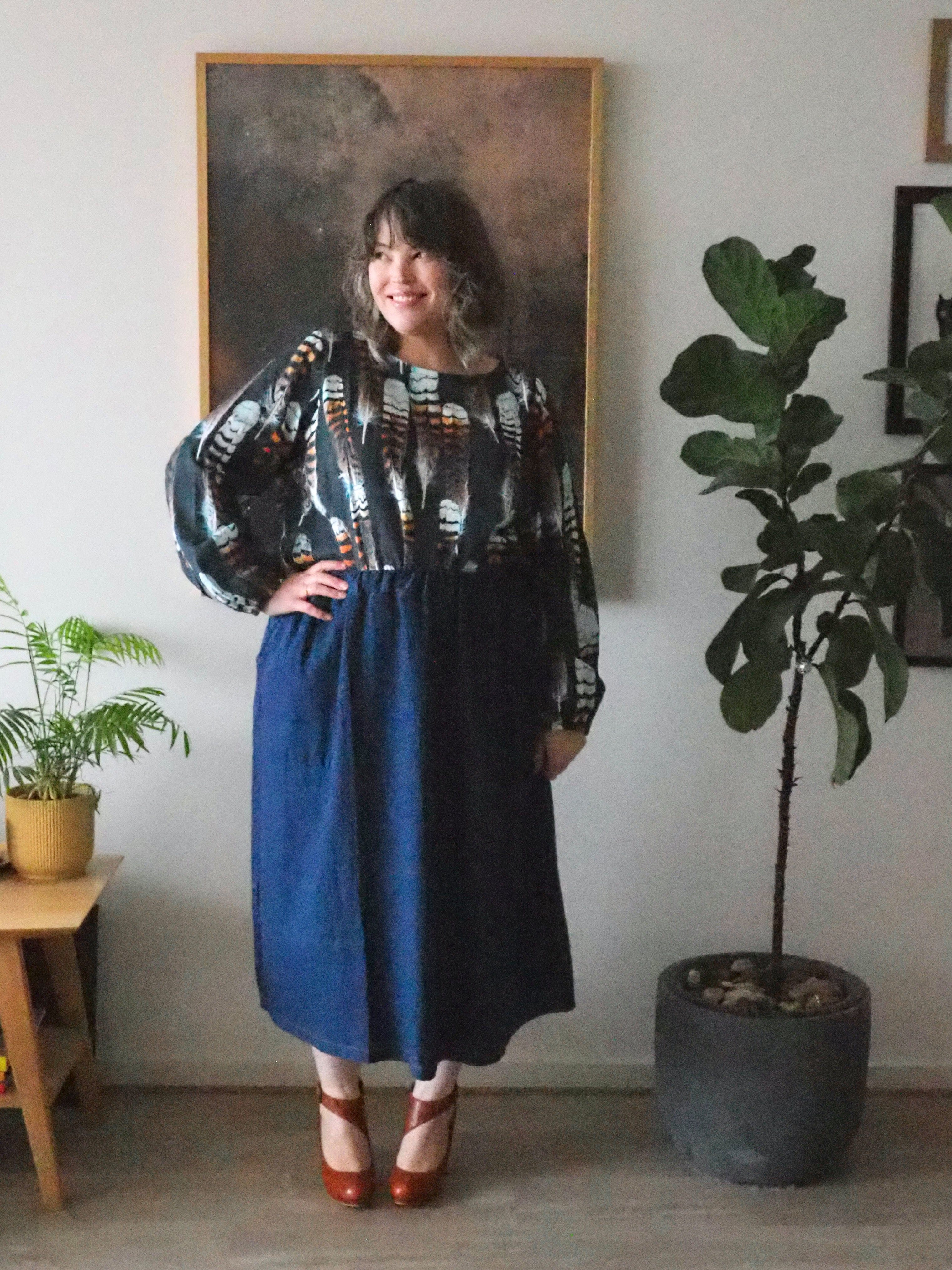 Sapphire A-Line Skirt - Organic Denim Skirt The Spotted Quoll 