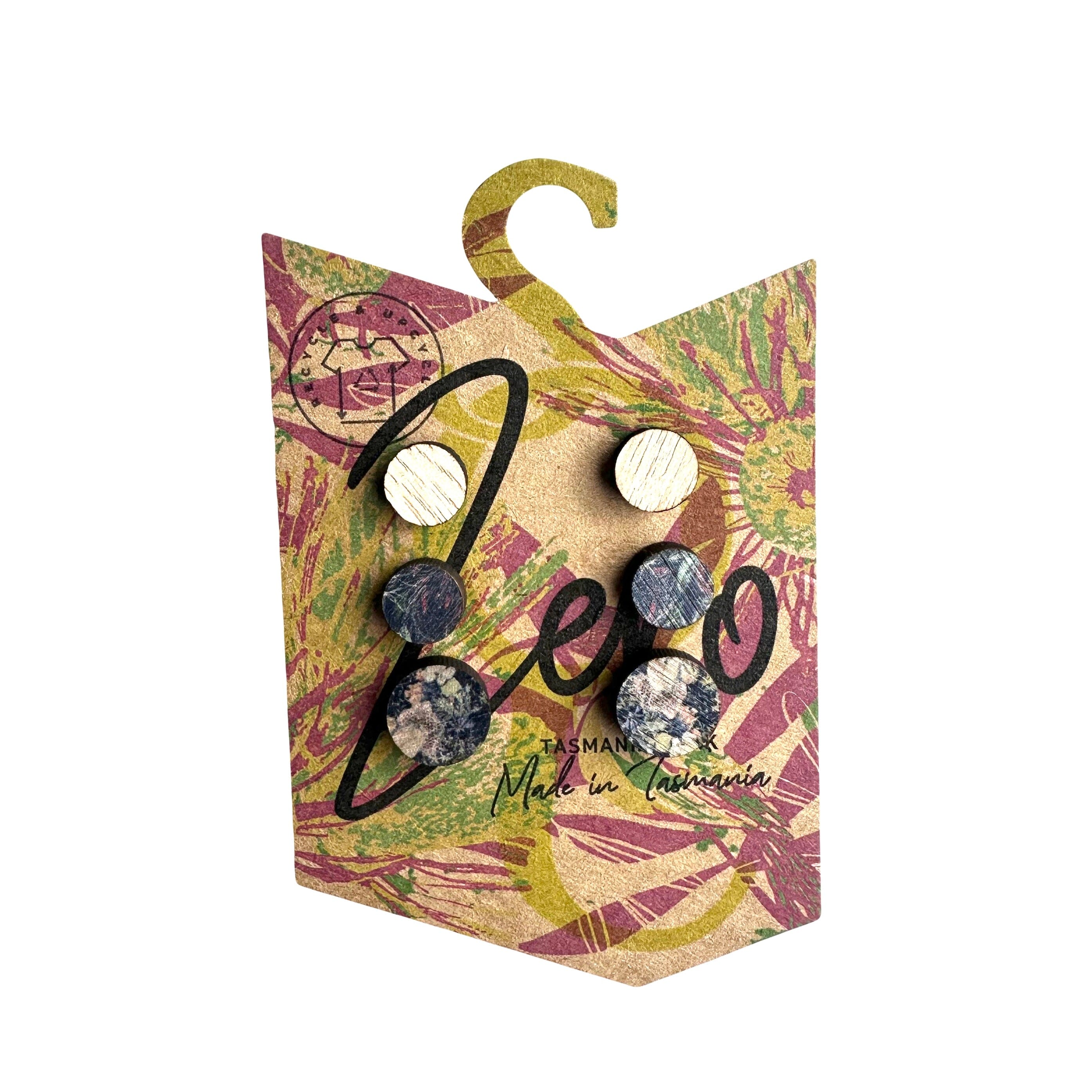 Stud Trio Pack - Zero Waste Australian Timber Assorted Earrings The Spotted Quoll 