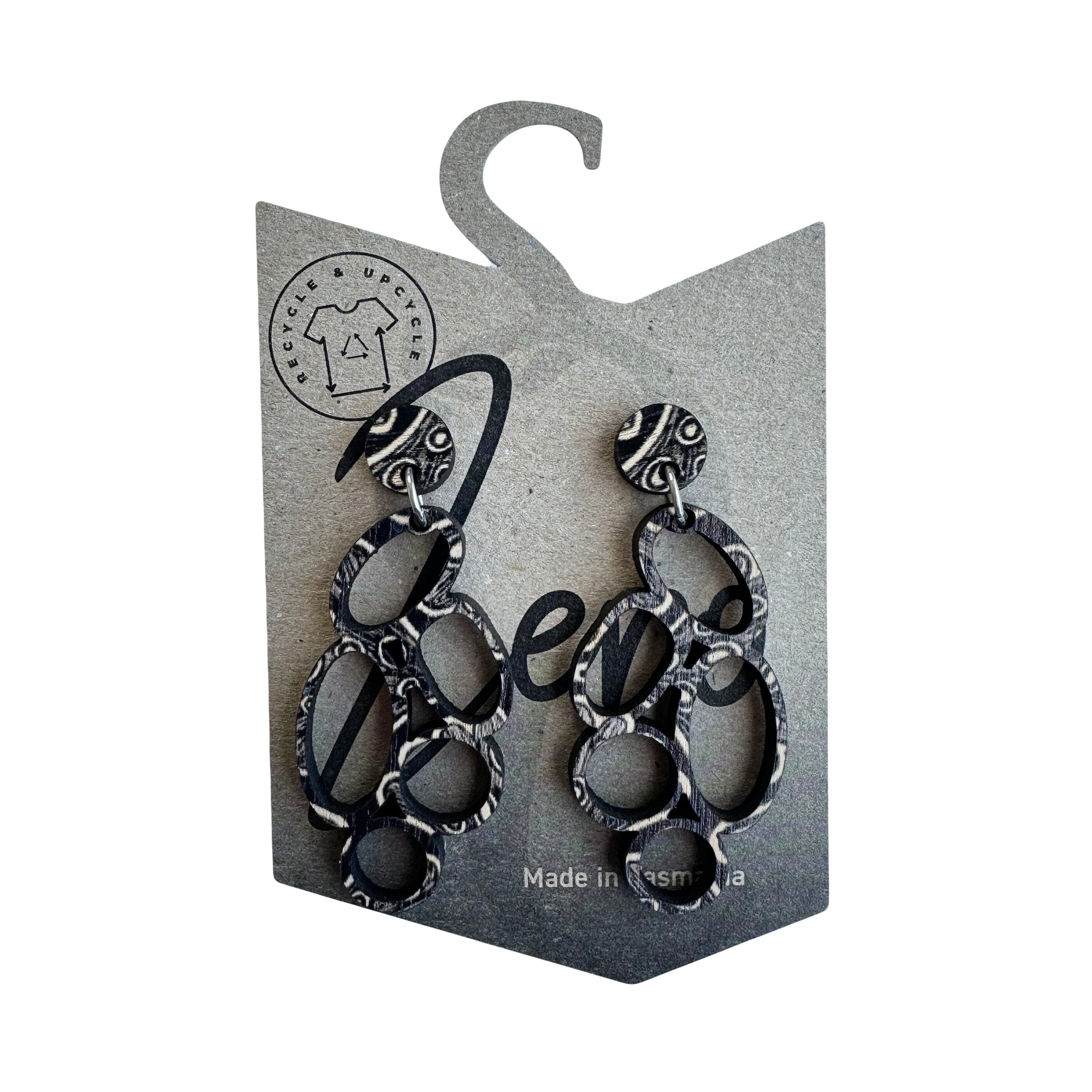 Pod Earrings - Zero Waste Australian Timber Earrings The Spotted Quoll Galaxias Fish Scales 