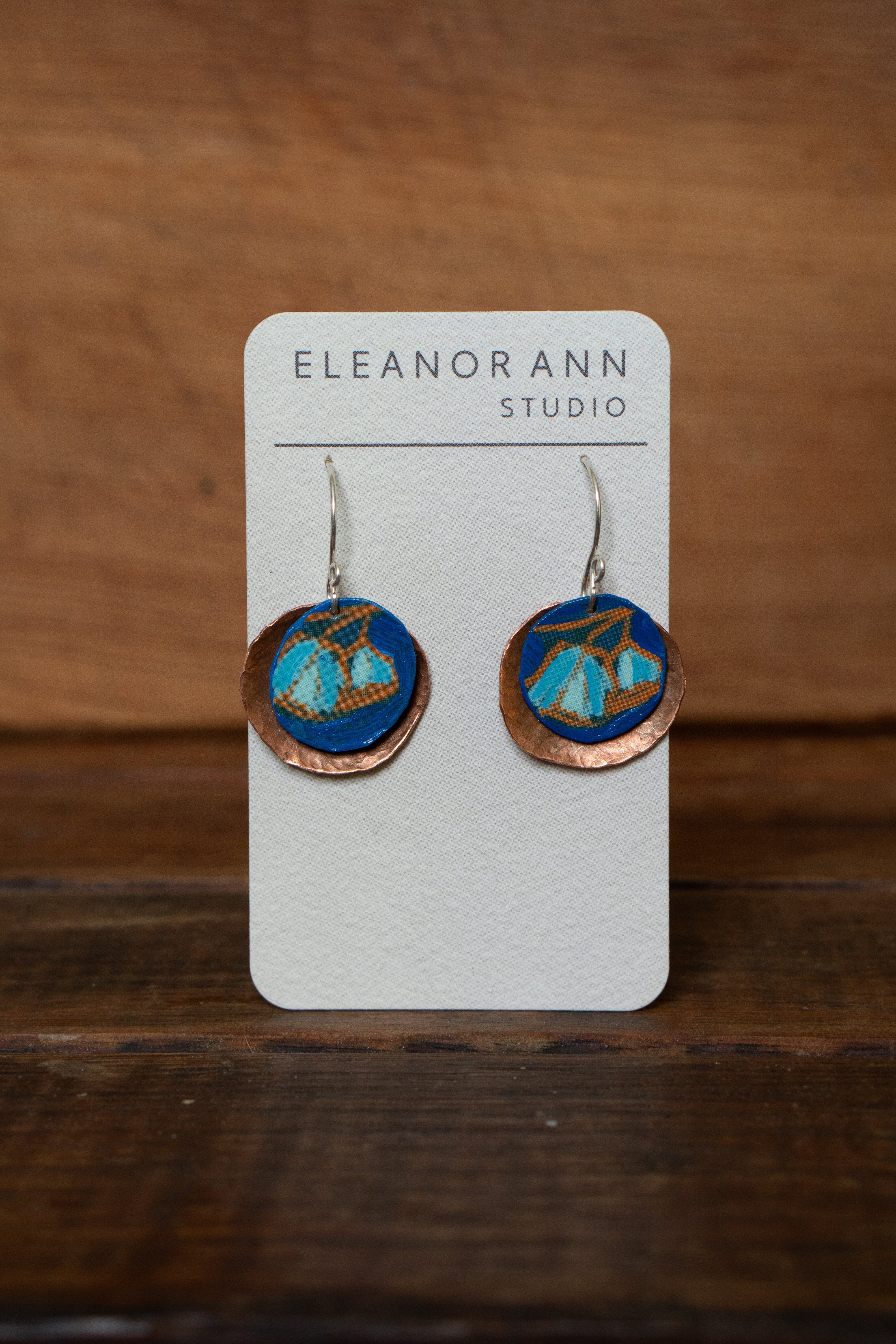 Reclaimed Copper and Hand-painted Earrings - Eleanor Ann Earrings Eleanor Ann Gum Nuts 