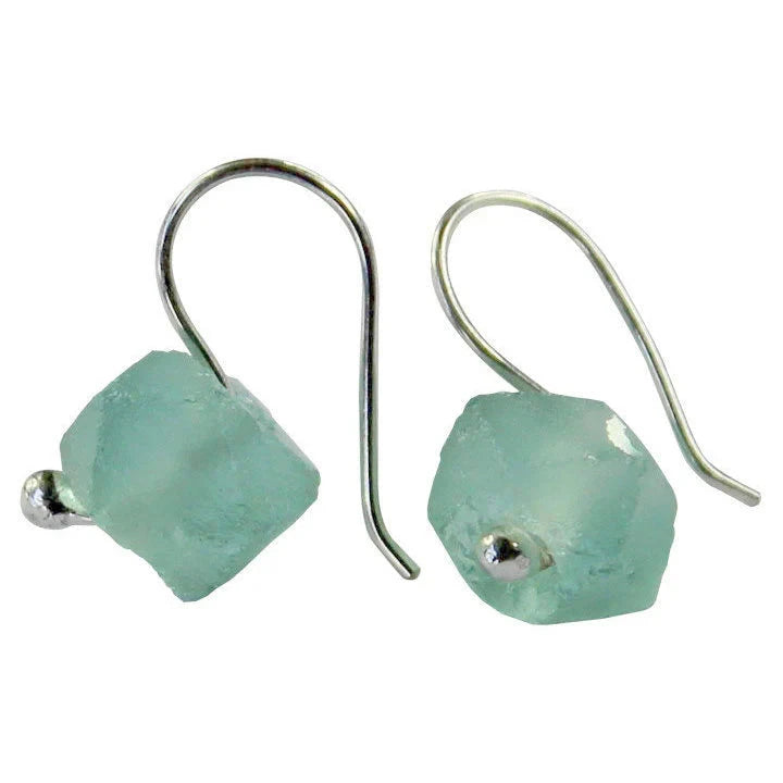 Silver Recycled Glass earrings - Lisa Carney Jewelry Lisa Carney Designs Sea Spray Green 