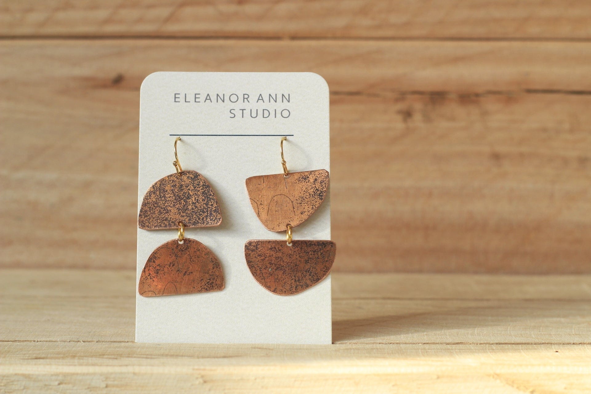 Recycled Copper & Brass Earrings - Eleanor Ann Earrings Eleanor Ann Half Moon Copper Duo Brass Hooks 